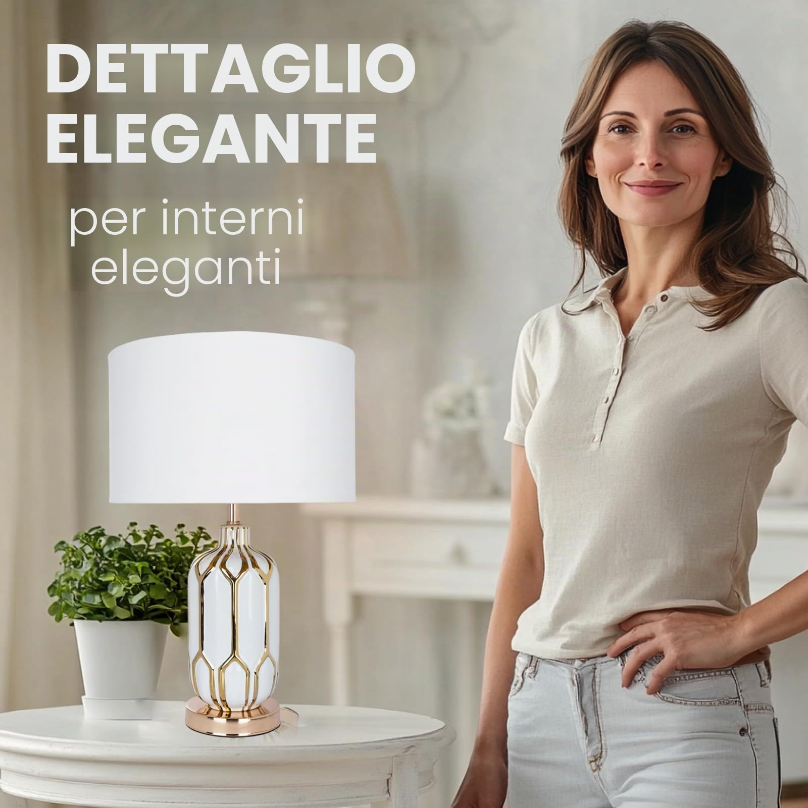 Lampada da comodino - Lampada da scrivania con cavo - Lampada touch LED con paralume in tessuto nero per soggiorno e camera da letto