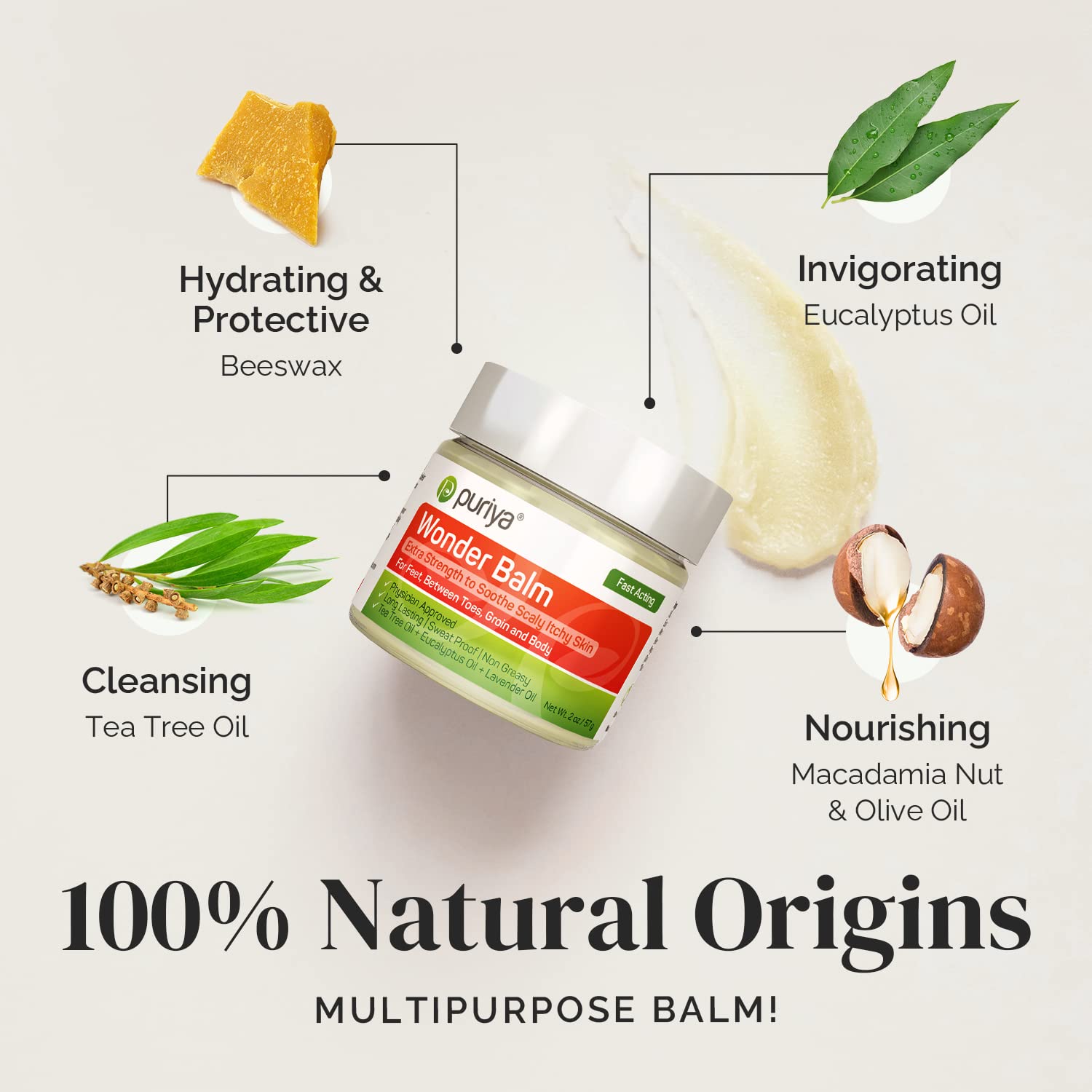 Tea Tree Oil Balm for Skin, Extra Strength, Pair Well with Jock Itch Cream, Spray, Athletes Foot Cream Treatment, Ringworm Cream for Human, Fast ...