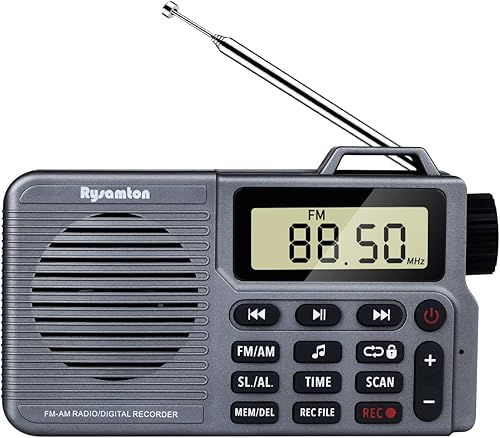 Miniatura 10 de Rysamton Radio AMFM, grabadora de radio digital, altavoz de radio Bluetooth 5.0, función de alarma y sueño, pantalla de tiempo de 1224 horas con