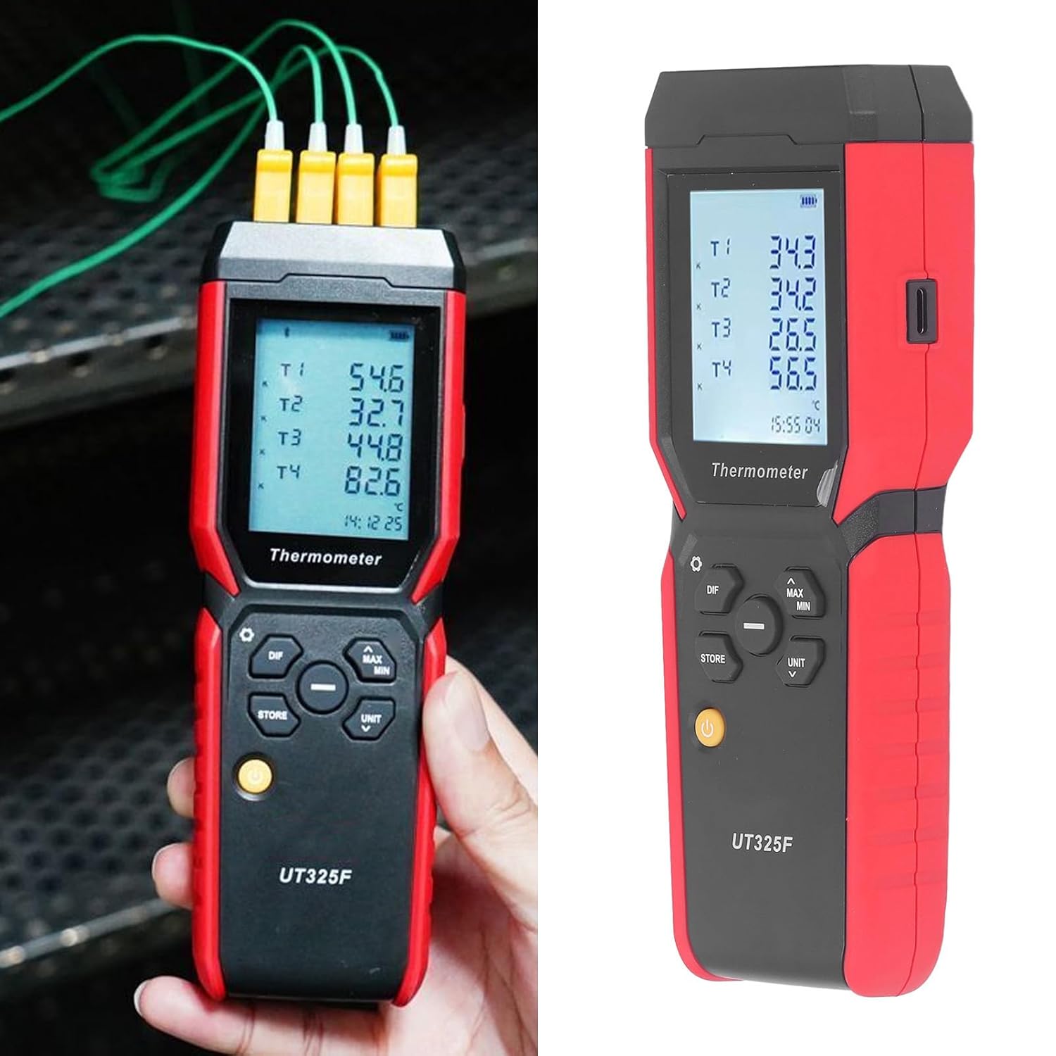 4 Channel Thermometer, Highly Accurate Thermocouple Temperature Thermometer with Wide Range of Applications, Metal Processing, Plastic Processing, Paper Making, Electronics,