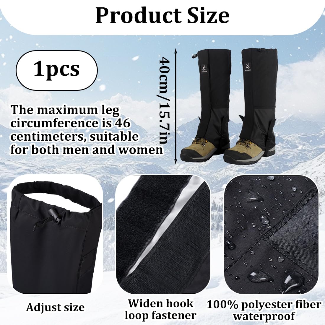 Ghette Impermeabili, Traspirante Trekking Ghette da Alpinismo, Legging Gaiters Outdoor Unisex Waterproof Breathable per Le Gambe, per Escursioni all'aperto Sci Arrampicata