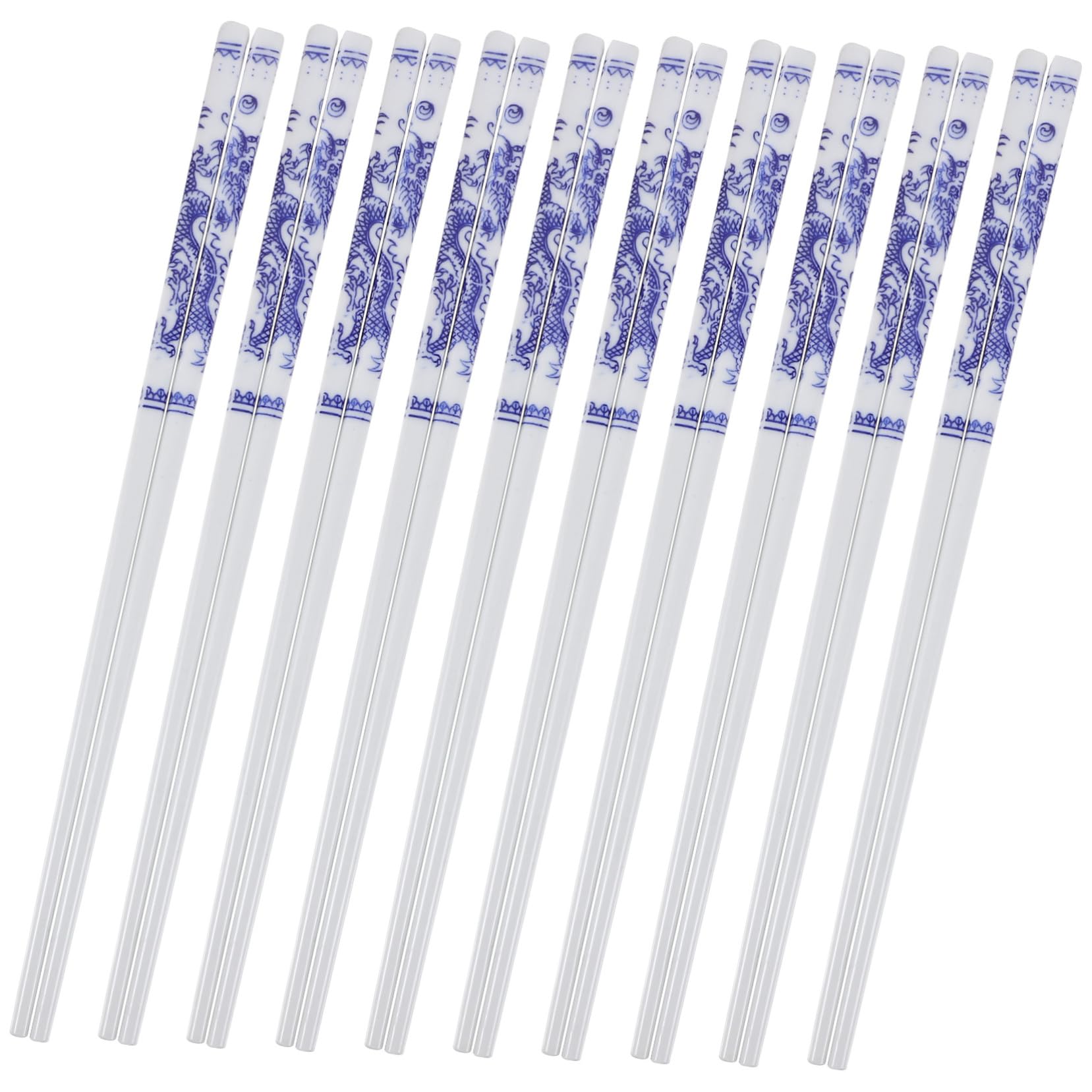 Baguettes Cuisine en Porcelaine Bleue 10 Paires, Baguettes Chinoises Antidérapantes Résistantes Haute Température, Accessoires de Table Lavables Lave-vaisselle pour Dîner