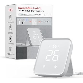 SwitchBot Hub 2, WiFi Thermometer Hygrometer, Smart IR Remote Control, Air Conditioning Control, Connects SwitchBot to WiFi (