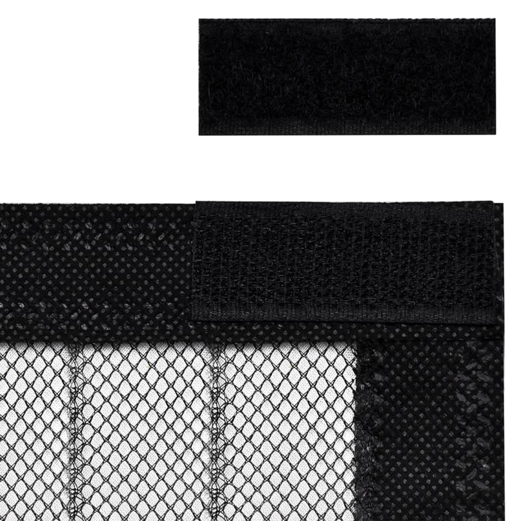 Fliegengitter Türvorhänge 2 Stk. Magnet Schwarz, 220 x 130 cm Polyester Vorhang mit Rahmenöffnung, für am Türrahmen, Luftzirkulation Sommer