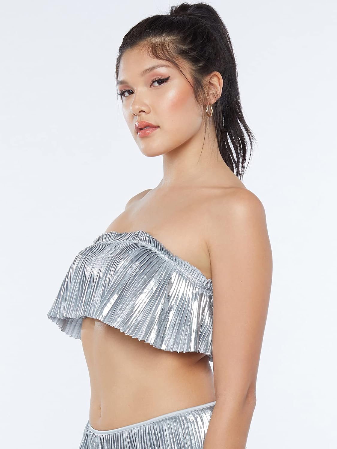 Savage X Fenty Womens Pleated Lamé Bandeau Bralette