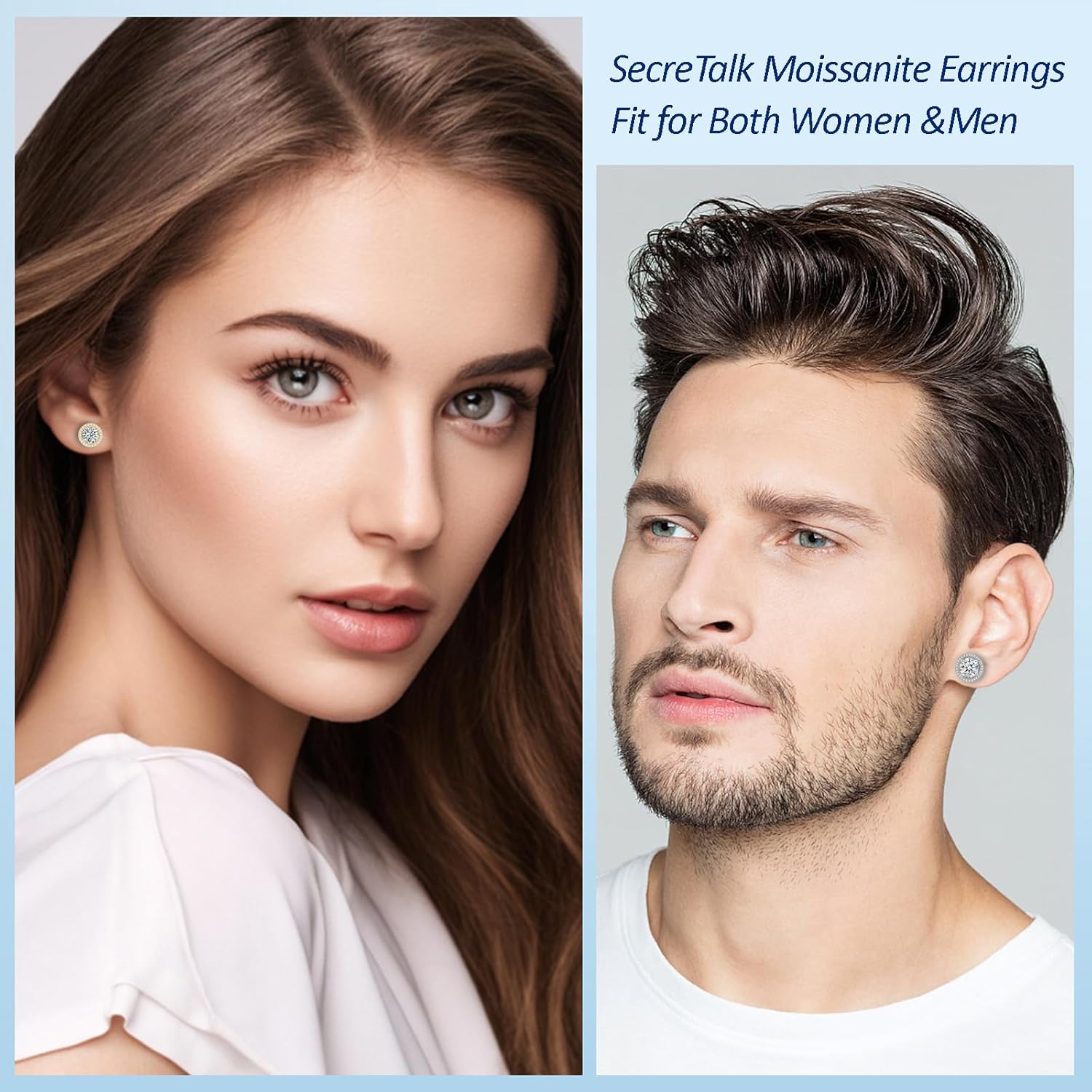 Moissanite Stud Earrings, 1-4CT Halo Round D Color Ideal Cut 925 Sterling Silver Earrings for Women with Certificate of Authenticity - Image 4