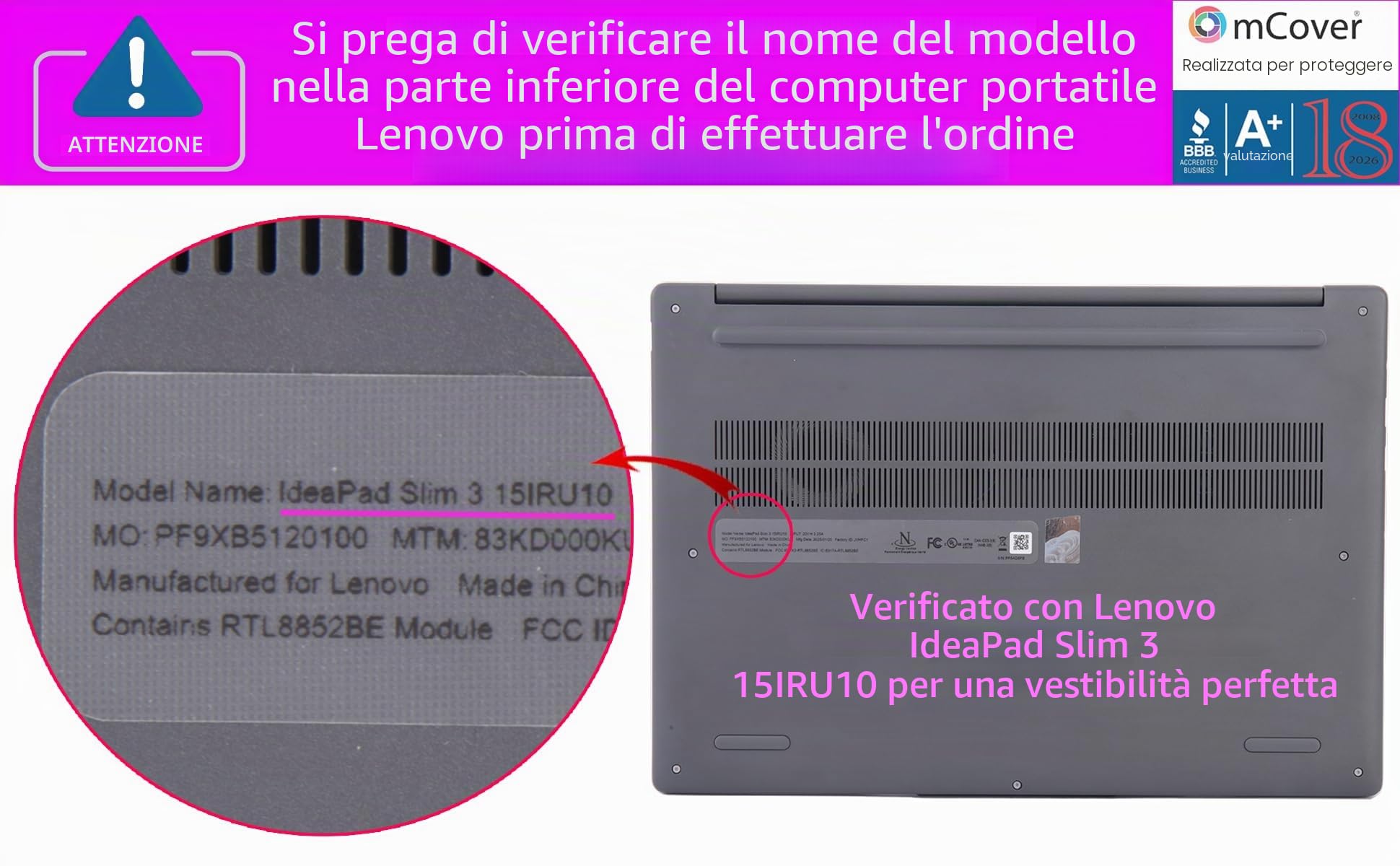 mCover Custodia compatibile solo per computer Windows Lenovo IdeaPad Slim 3 15AHP10 / 15ARP10 / 15IRH10 / 15IRH10 / 15IRU10 da 15" (non compatibile con altri modelli Lenovo) (trasparente)