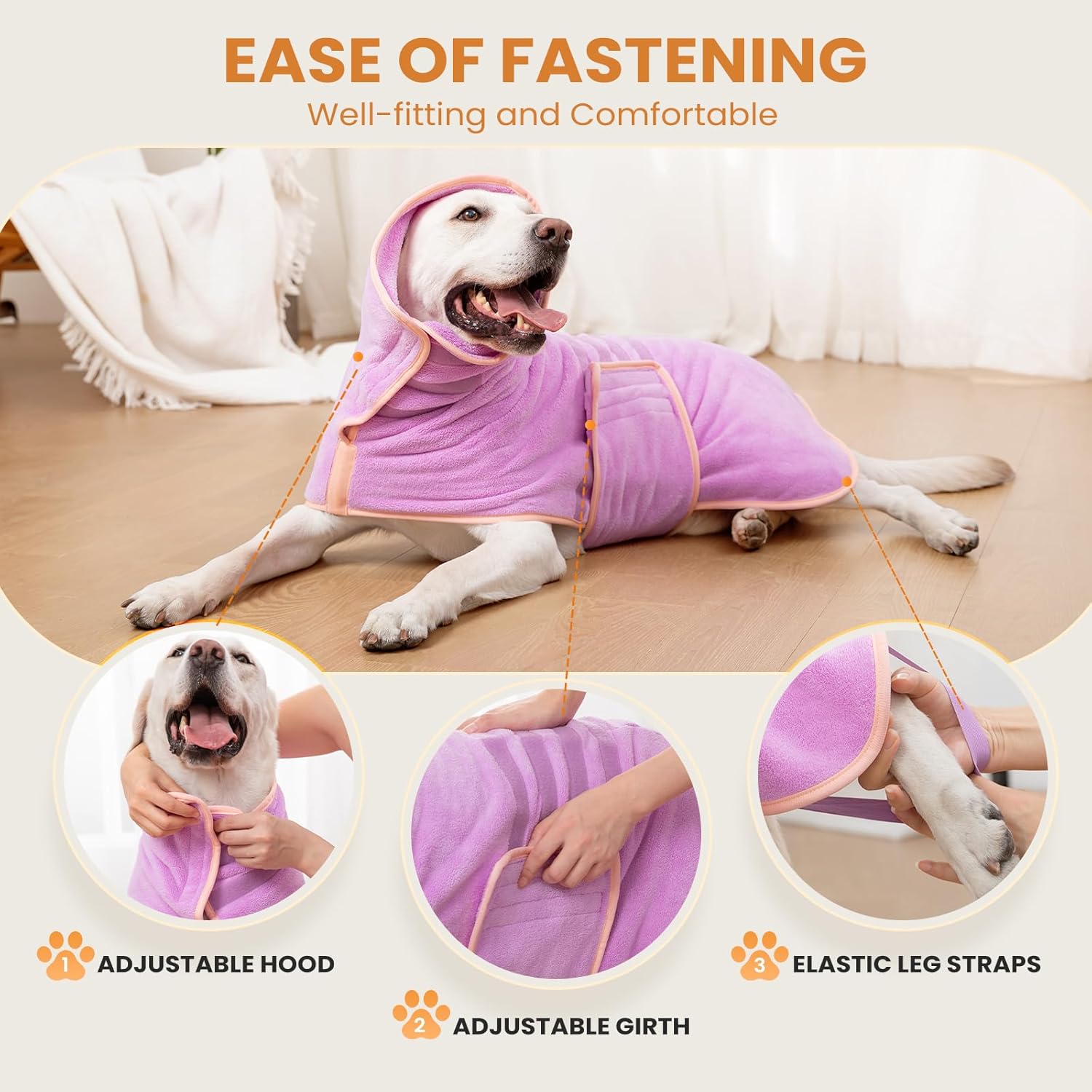Zorela Dog Drying Coat, Super Soft Coral Fleece Dog Drying Towel Robe, Fast Drying Microfiber Towel Robes Dressing Gown Bathrobe for Dogs After Bath, Swim, Beach, Wet Walk 4 71BGdNc evL. AC SL1500