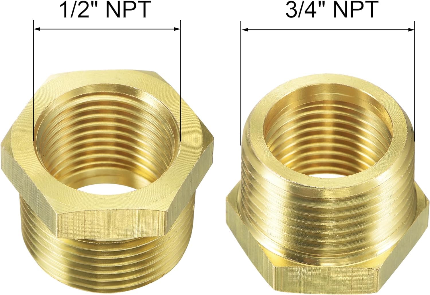 2 Pack Gold 57480-1208 Brass Garden Hose Fitting, Pipe Adapter Connector - Image 4