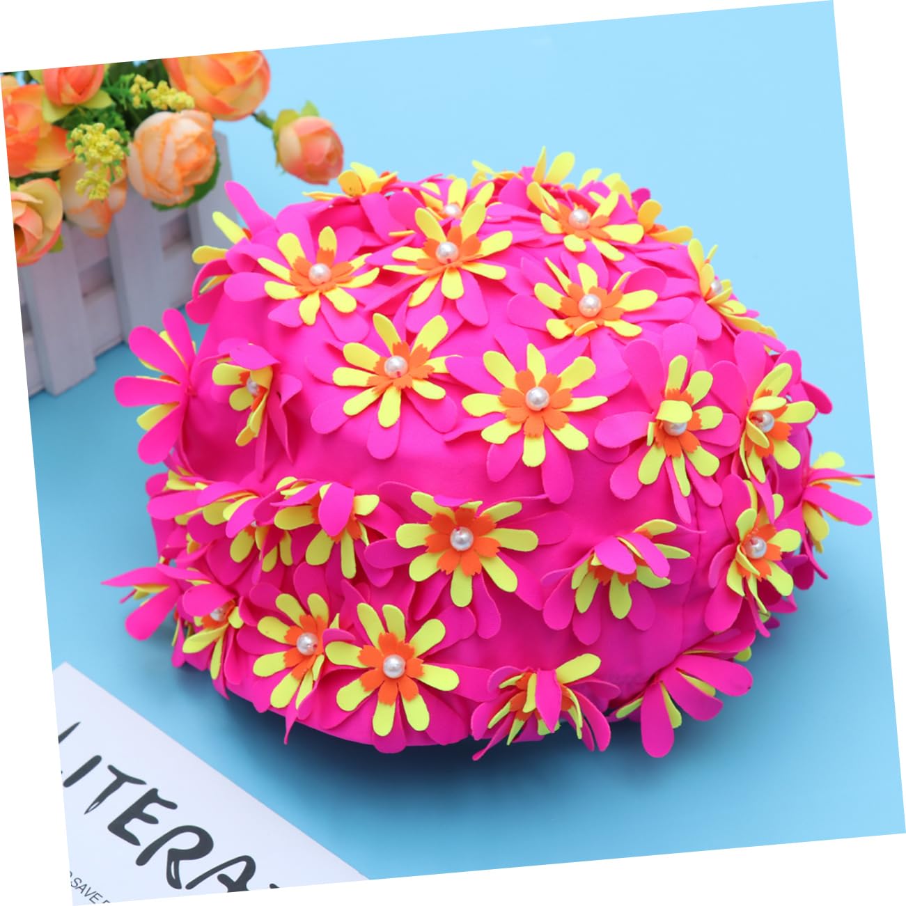 ABOOFAN 2 Piezas Gorro de natación de Gorro de baño de Pelo Largo pétalo Gorra de baño Gorro de baño natación para Adultos Manual Flores Gorro de De Las Mujeres