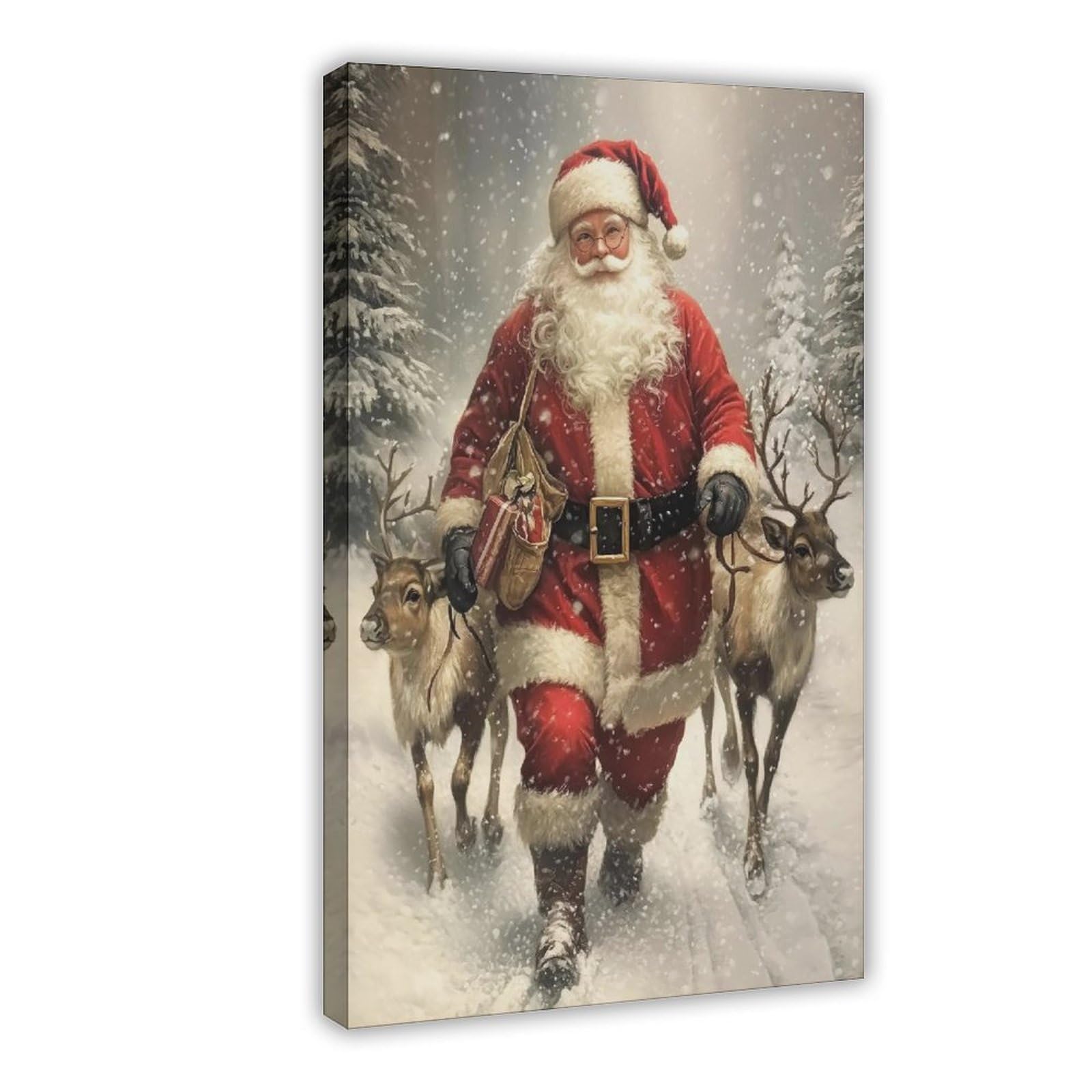 Bareronor Santa Claus Reindeer Canvas Poster for Dorm Room Decor Gift