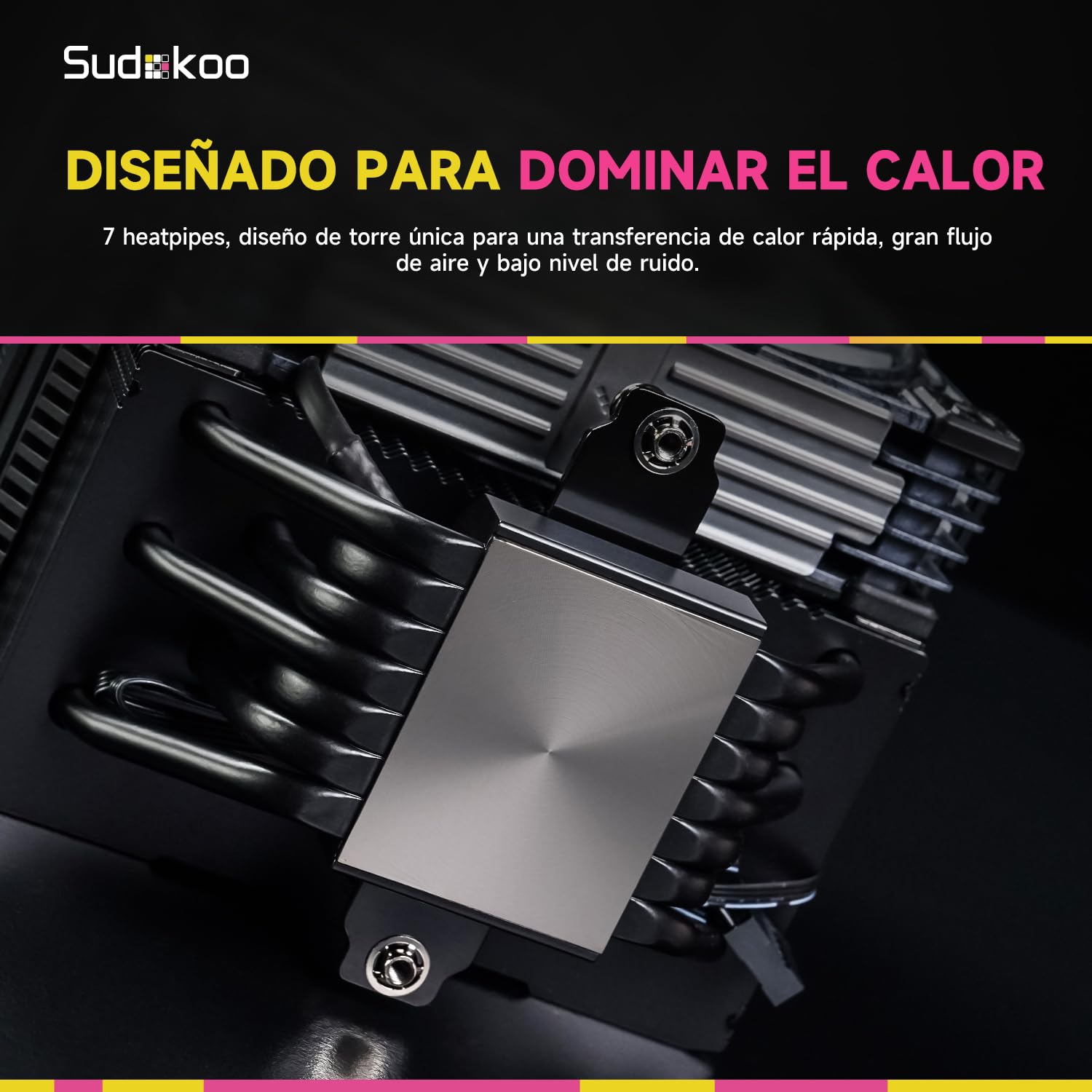Sudokoo SK700V MACH Disipador CPU: CPU Cooler PC con Pantalla Digital & 120mm PWM Ventilador MACH120 - Ventilador CPU 7 HeatPipes para AMD AM5 & Intel LGA 1851/1700/1200/115X, TDP 280W,Montaje Fácil