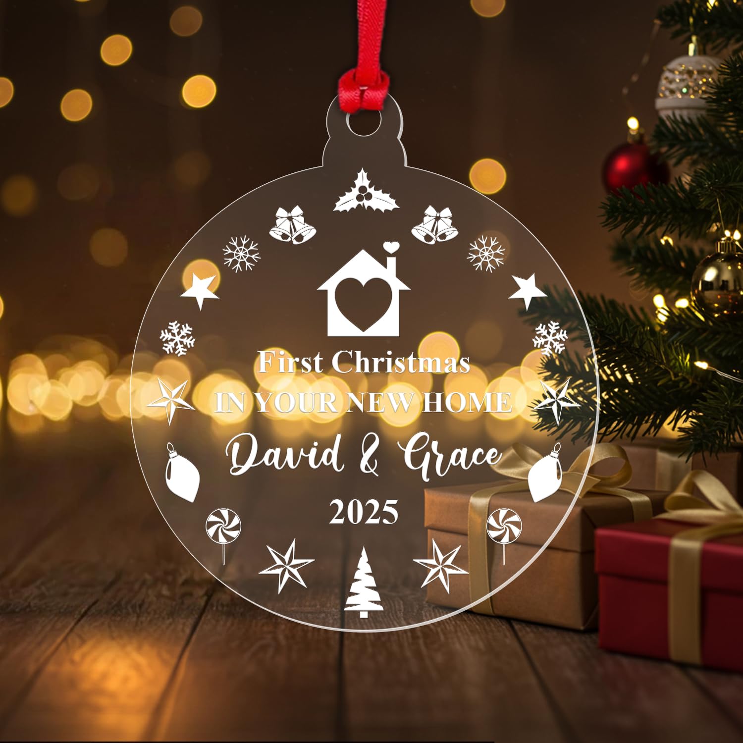 Personalised First Christmas New Home Bauble 1st Xmas Tree Decoration Gift