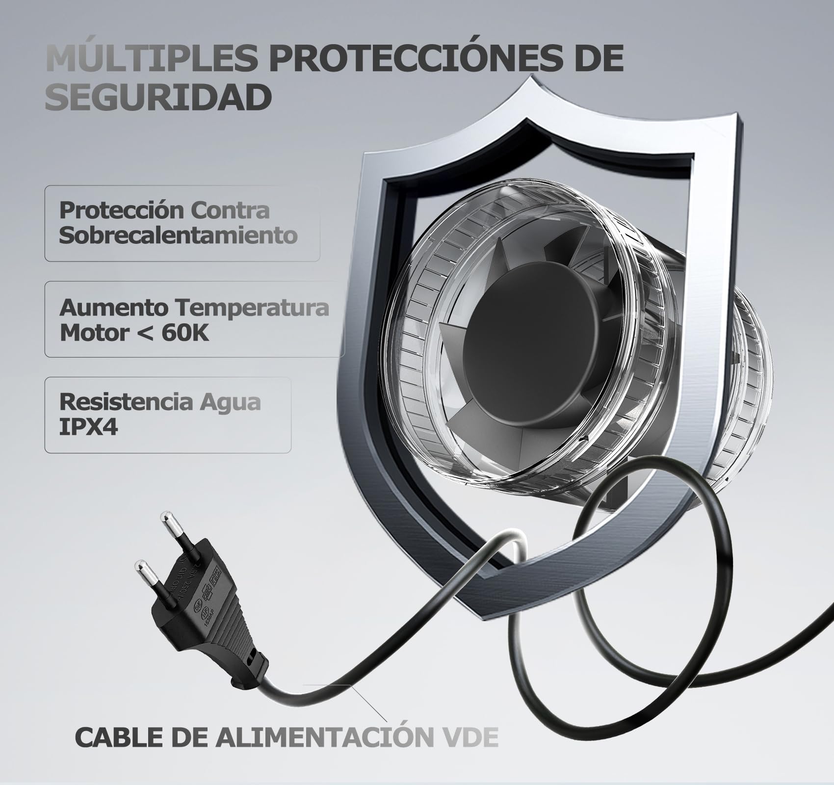 100mm Extractor de Aire en Línea Compacto con Protección Contra el Sobrecalentamiento, 8W 130m³/h Extractor de Humedad Silencioso Potente, Ventilador Baño Aseo Garaje Tienda Invernadero