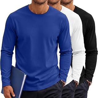 Neer 3 Pack Men's Long Sleeve Underscrub Tees | Crew Neck Compression Shirts, Stretch, Durable Undershirts, Work Tops, Lightweight, Base Layers for Medical Uniforms