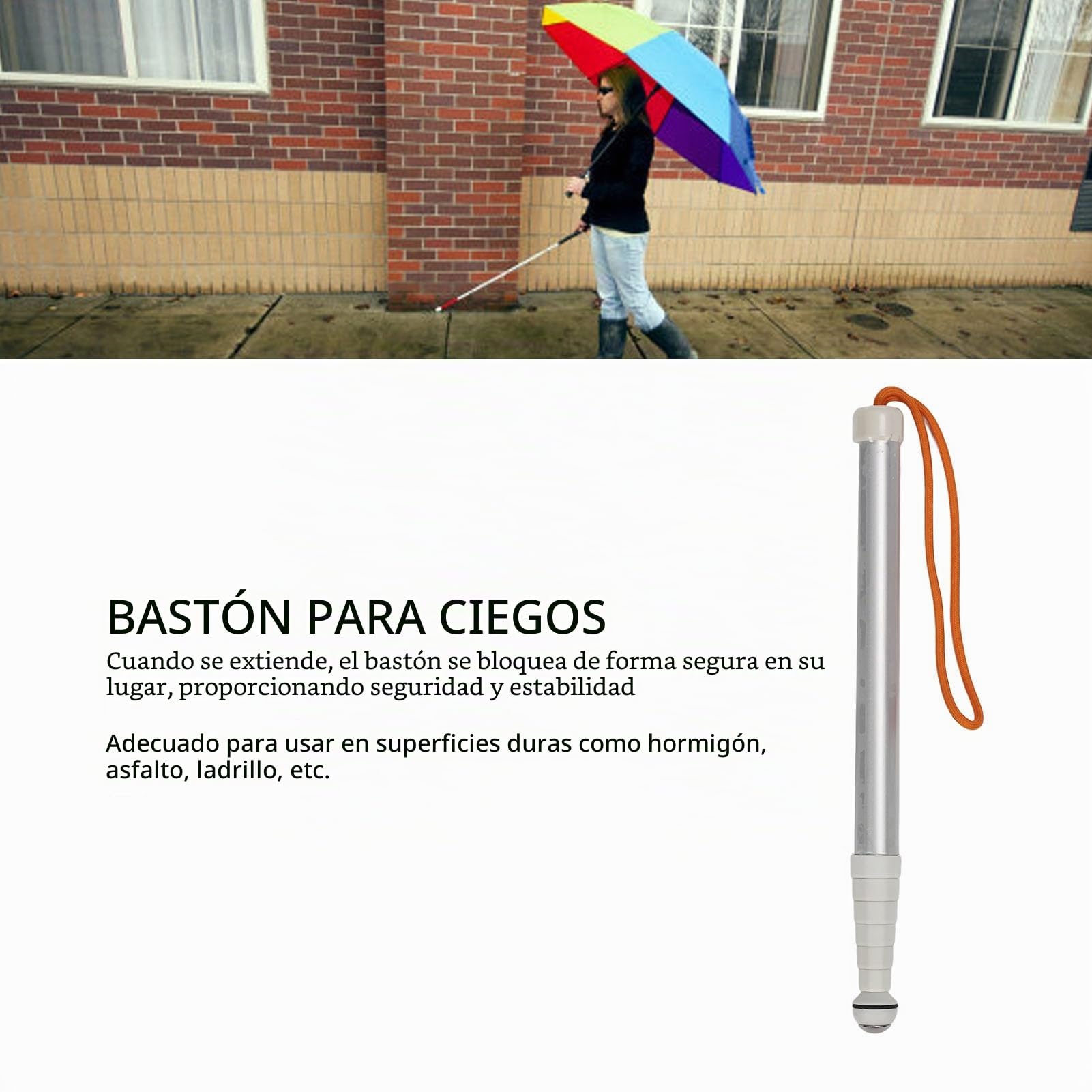 Bastón Ciego Bastones para Caminar, Gadgets para Personas Ciegas, Bastón Ciego Telescópico, Bastón Guía Reflectante Ciego Antideslizante a Prueba de Golpes con Bolsa de