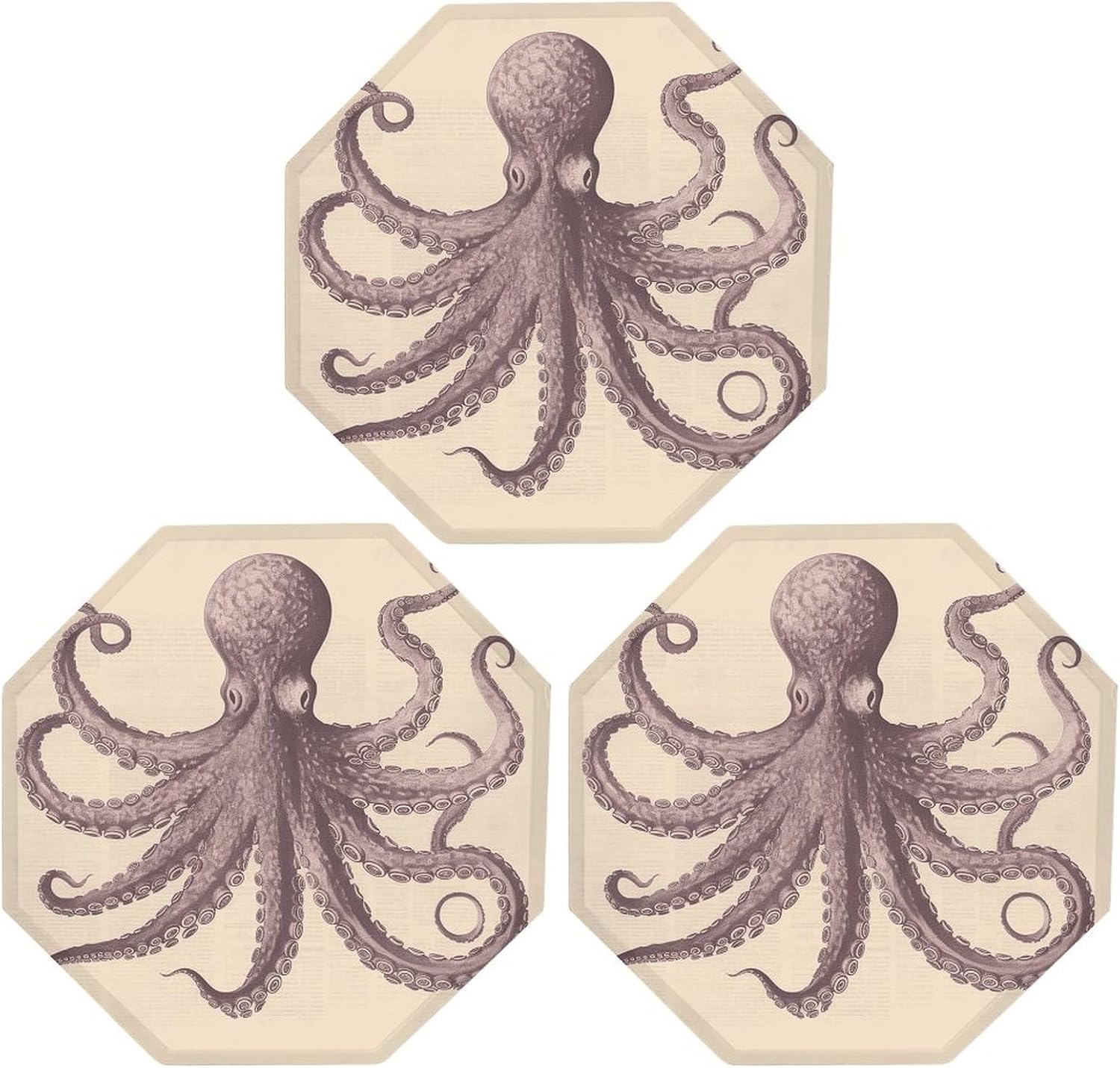 Ctagon Metal Sign for Home, Modern Display Plate for Kitchen, Vintage Octopus Plates Accent Hanging Wall Decorations 3PCS for Living Room, Bedroom, Hallway, Hotel