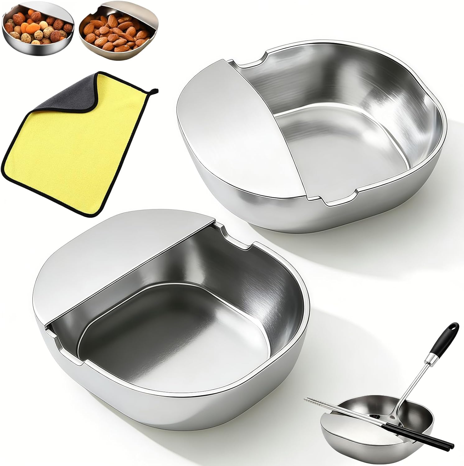 304 Thickened Stainless Steel Spoon Rest & Multipurpose Kitchen Utensil Holder, Self-Standing Ladle Holder with Stable Base for Spatulas and Spoons Premuim Food Grade Material (A-3Pcs)