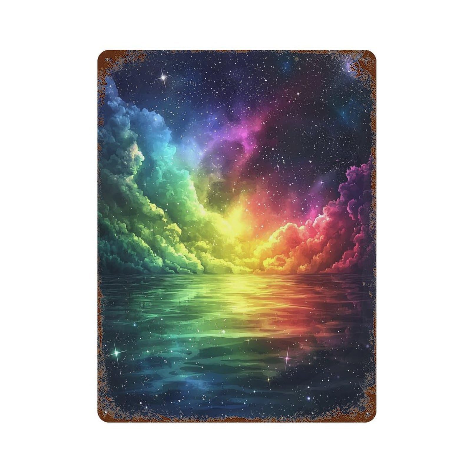 Rainbow Sky Reflections-1 Decorative Tin Sign 15.7"x11.8", Classic Wall Plaque for Garage, Pub Or Kitchen