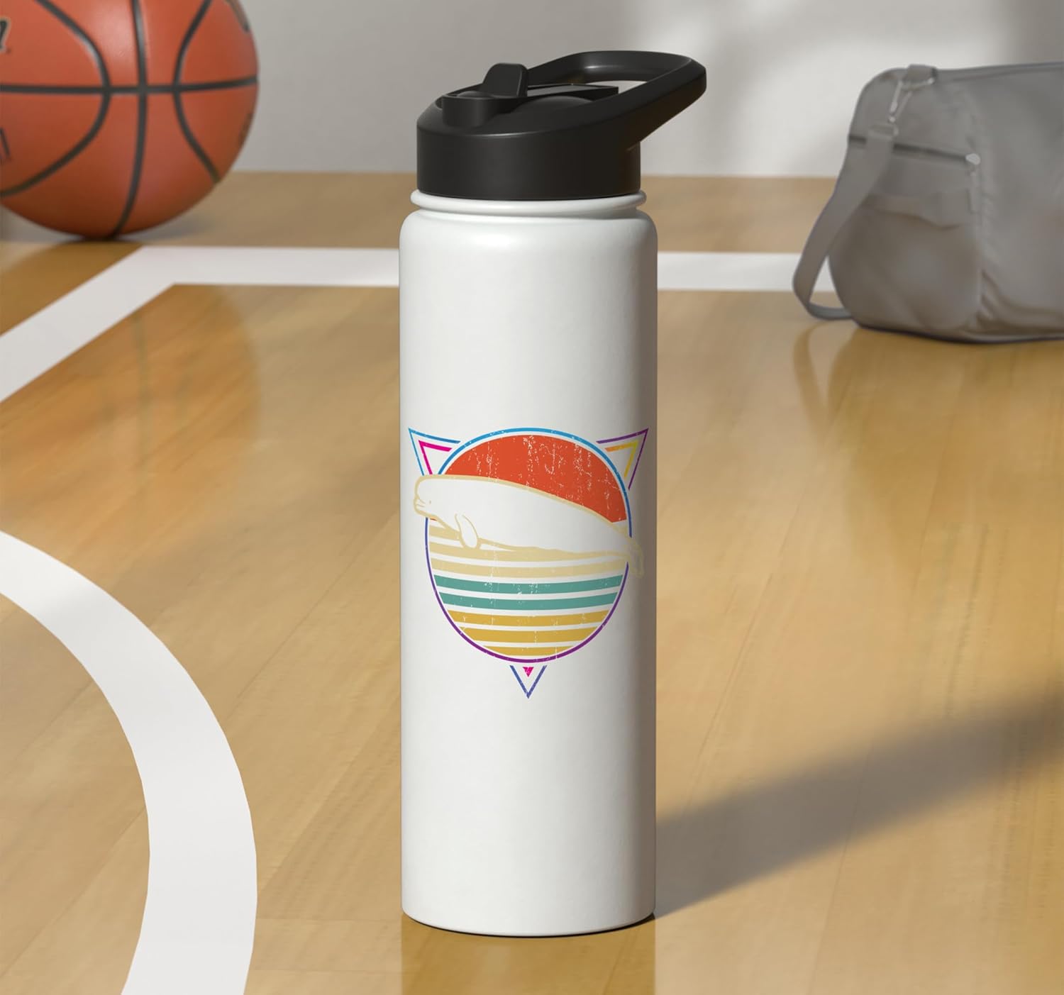 Retro Beluga Whale Stainless Steel Insulated Water Bottle
