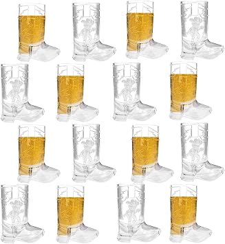 Cowboy Boot Shot Glasses Set of 16 Plastic Shot Cups Western Party Decorations Cowboy Boot Shot Glasses Set Party Cups for Party Favors Adults Bachelorette Birthday Carnival