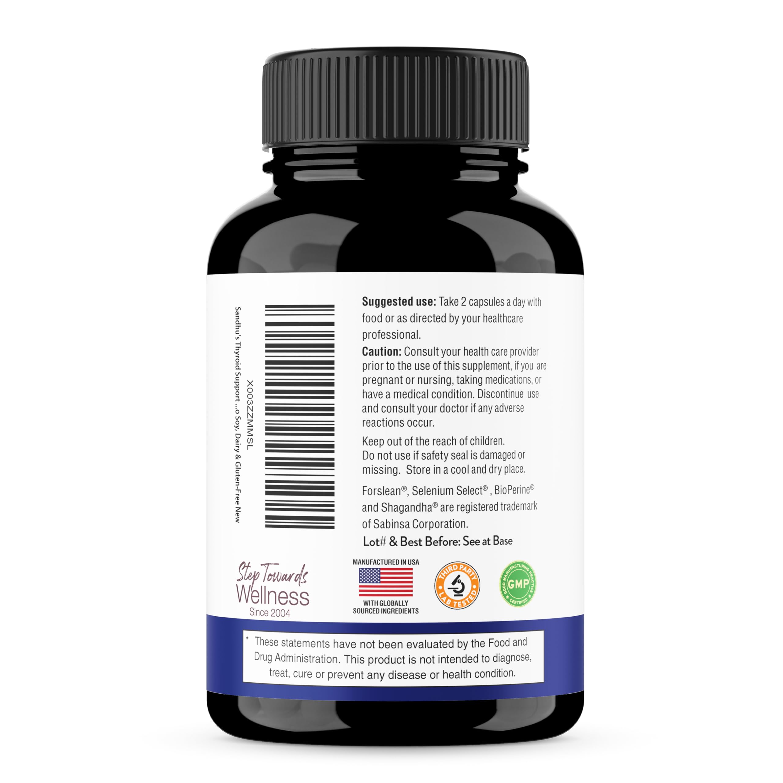 Sandhu's Thyroid Support Complex with Selenium, Zinc, Iodine, L Tyrosine, Ashwagandha | Pure Health Supplement for Women & Men |70 Count, 35 Days Supply
