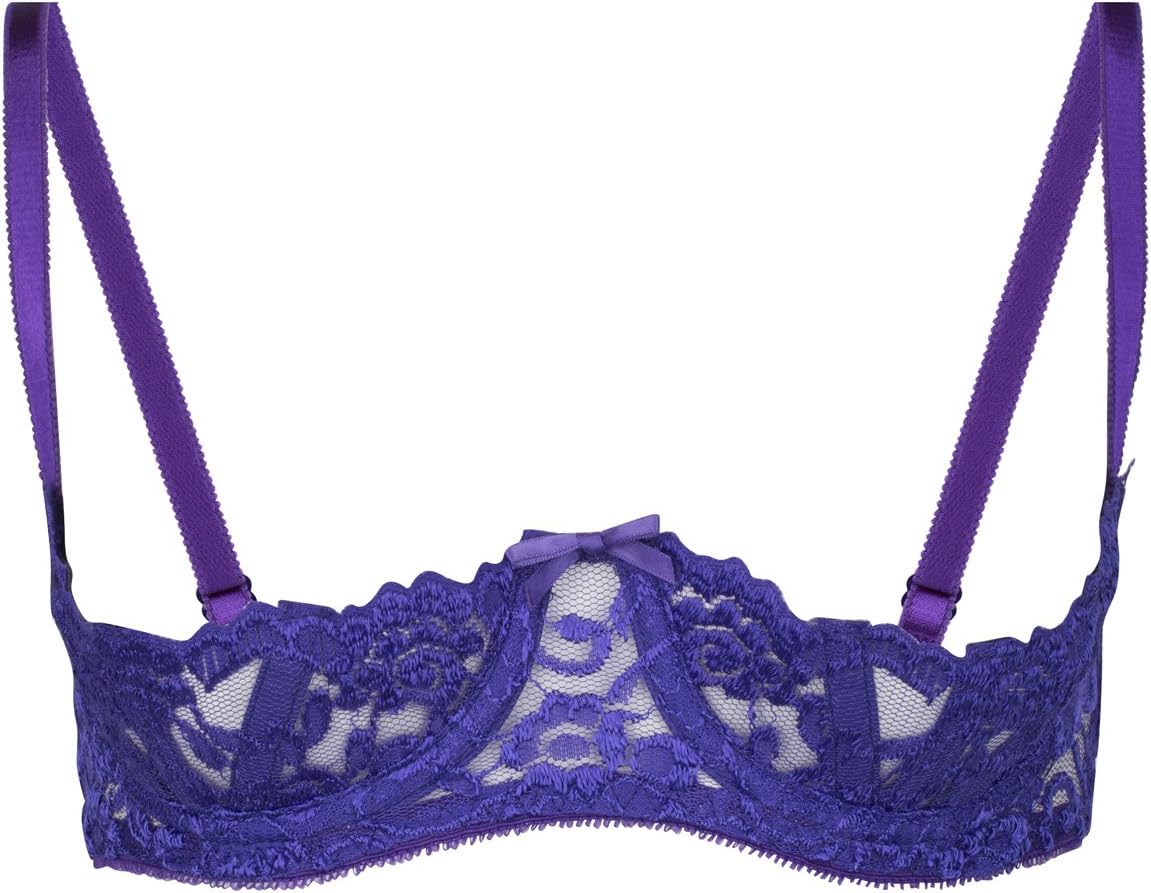 So Sexy Lingerie (TM High Shine Lace Boned & Underwired Shelf Bra 40 A-C Purple