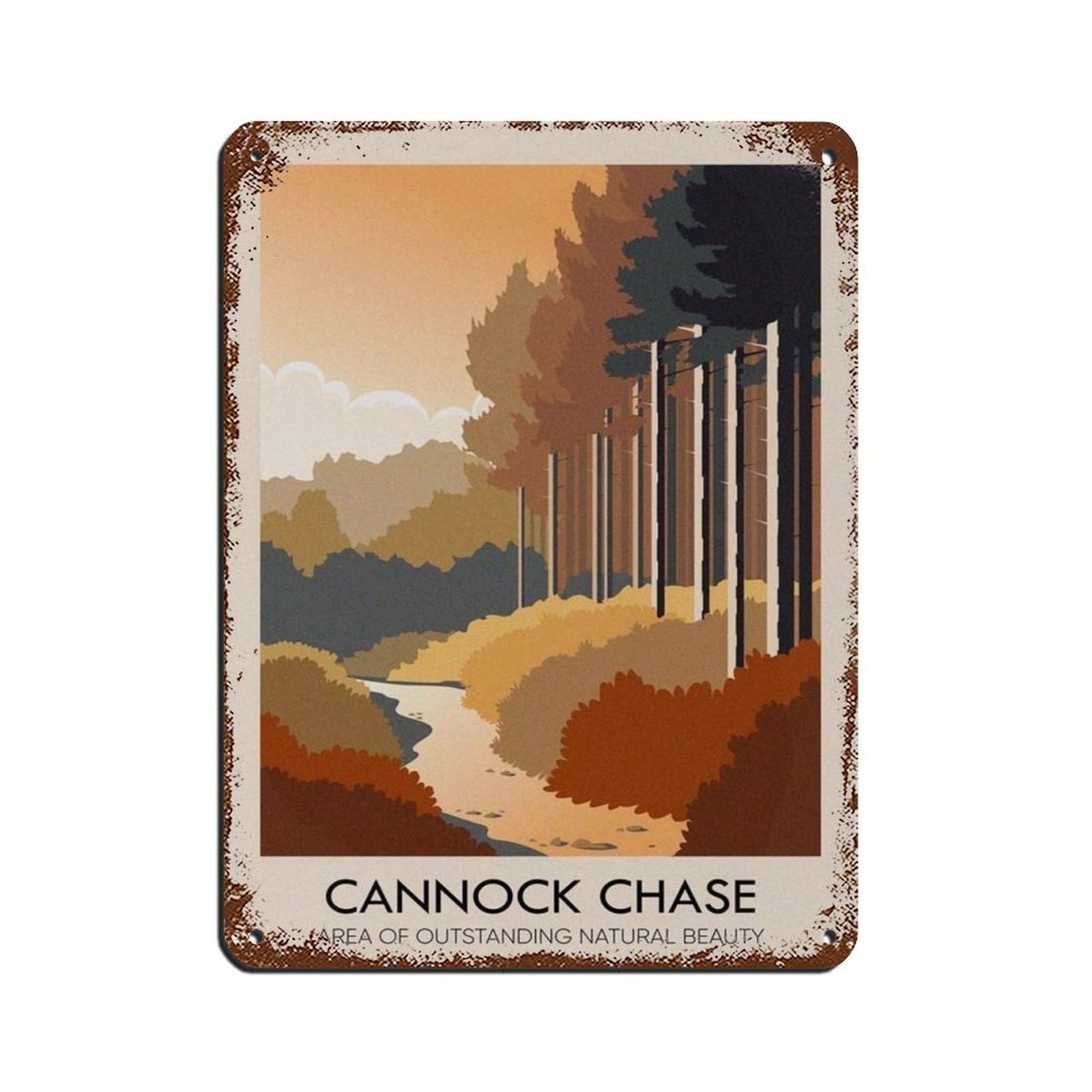 Lxwnze 30L X 40W Cm Cannock Chase Aonb Poster Retro Poster Metal Tin Sign Chic Art Retro Iron Painting Bar People Cave Cafe Family Garage Poster Wall Decoration 12X16inch(30X40cm)