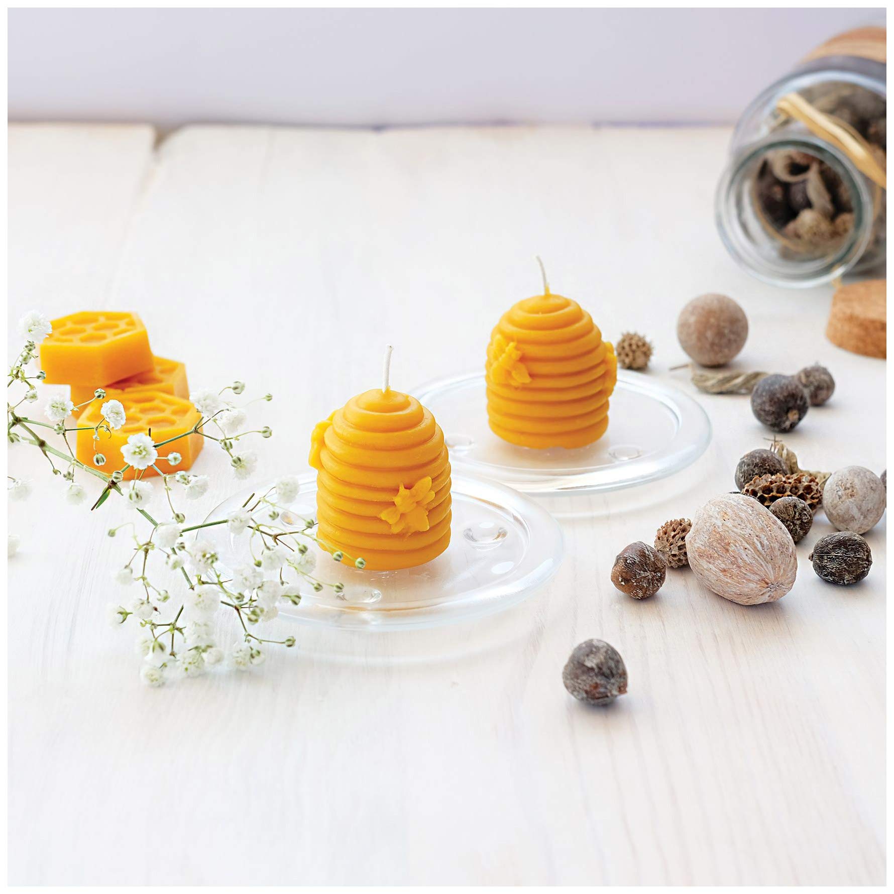 Meden Natural Shade Of Yellow 100% Pure Beeswax Decorative Candles Handmade Scented Bees Wax Candles - Swarm