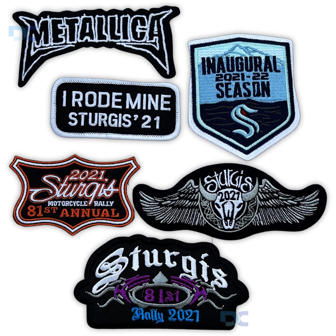 Daily Crafts 6 Pieces Cool Rock Band Biker Embroidered Iron On Sew On Patches Badges Appliques for Biker Jackets Clothes