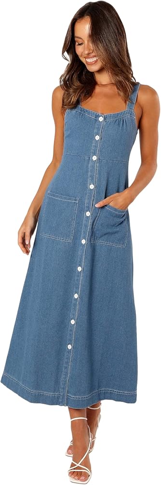 Petal & Pup Bettie Midi Dress - Denim XS at Amazon Women's Clothing store