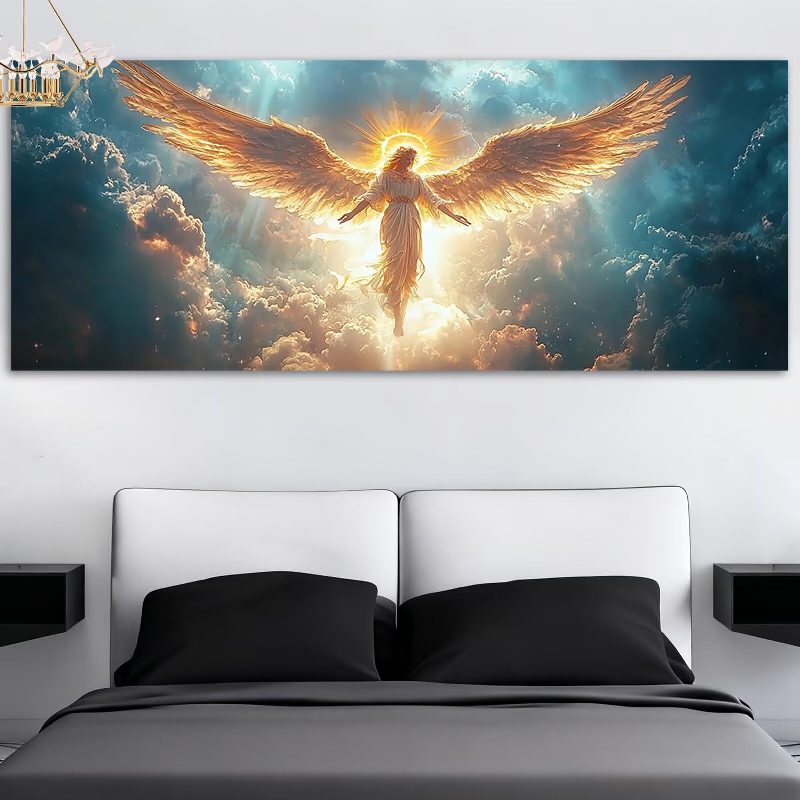Diamentowe malowanie duży 130x50cm diamentowy zestaw do malowania anioł dla dorosłych, zestaw do rysowania diamentów, zestaw do haftu krzyżykowego, 5D DIY diamentowe malowanie sen pokój dekoracja