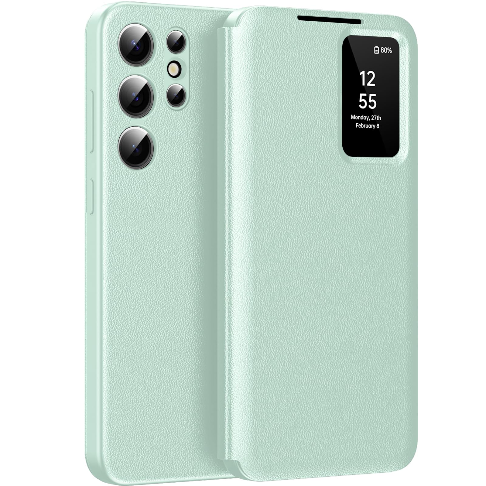 Cover per Samsung Galaxy S23 Ultra Custodia Portafoglio Pelle PU Wallet e Porta Carte Case Flip Libro Con Finestra di Visione Notifiche Cover Antiurto Custodia per Samsung S23 Ultra 5G Case