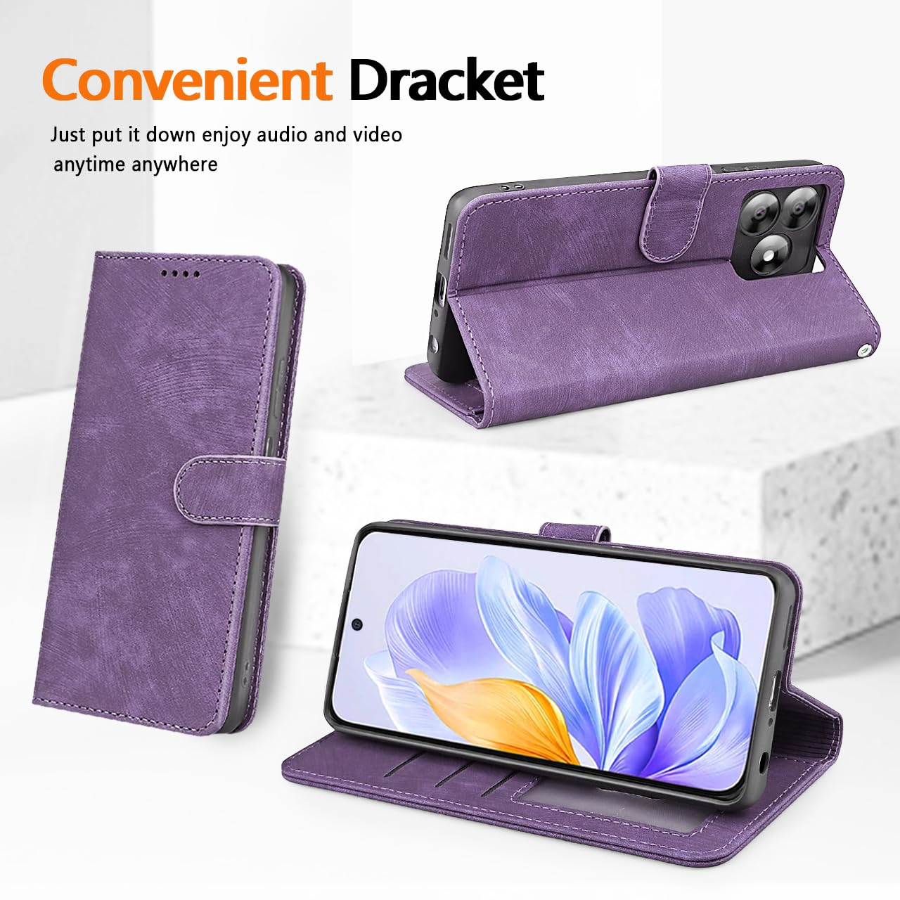 Leder-Handyhülle Für Oukitel C61/C61 Pro – Mit RFID-Schutz, Kartenfach & Magnetverschluss, Lila