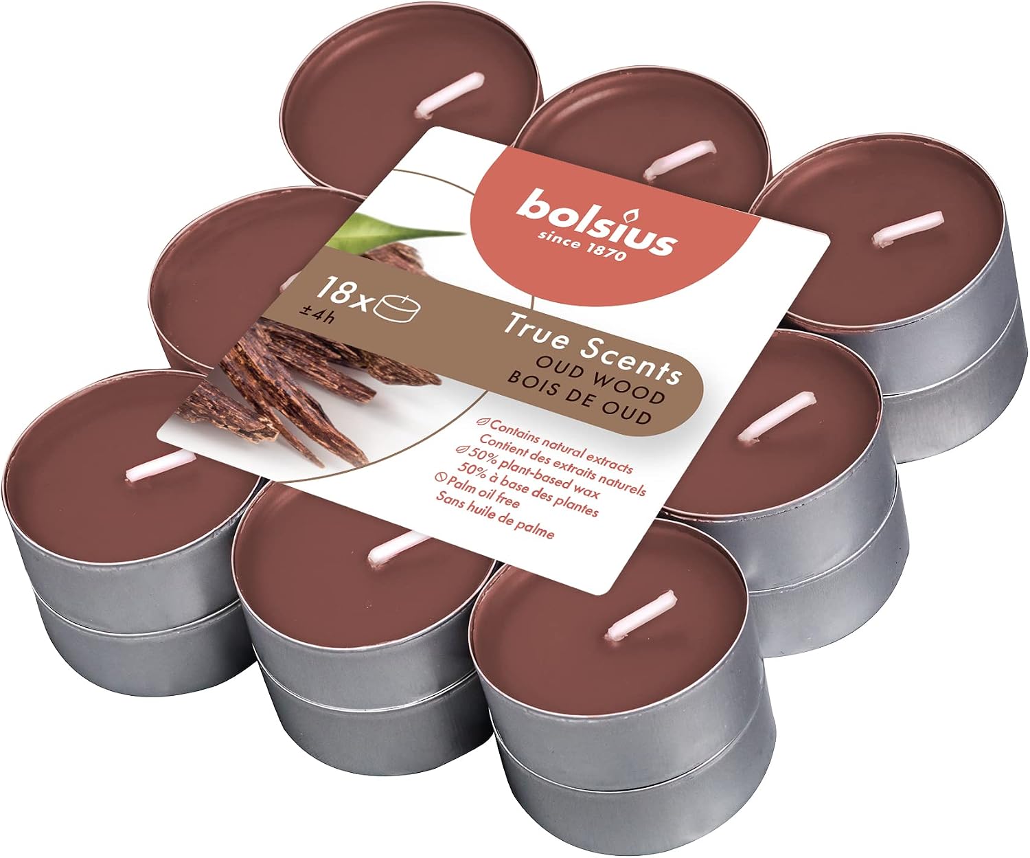 Bolsius True Scents - Fragrance Tealights - Pomegranate - Pack of 18 - Long Burning Time of 4 Hours - Household Candle - Interior Decoration - Natural Extracts - Vegan Wax - No Palm Oil