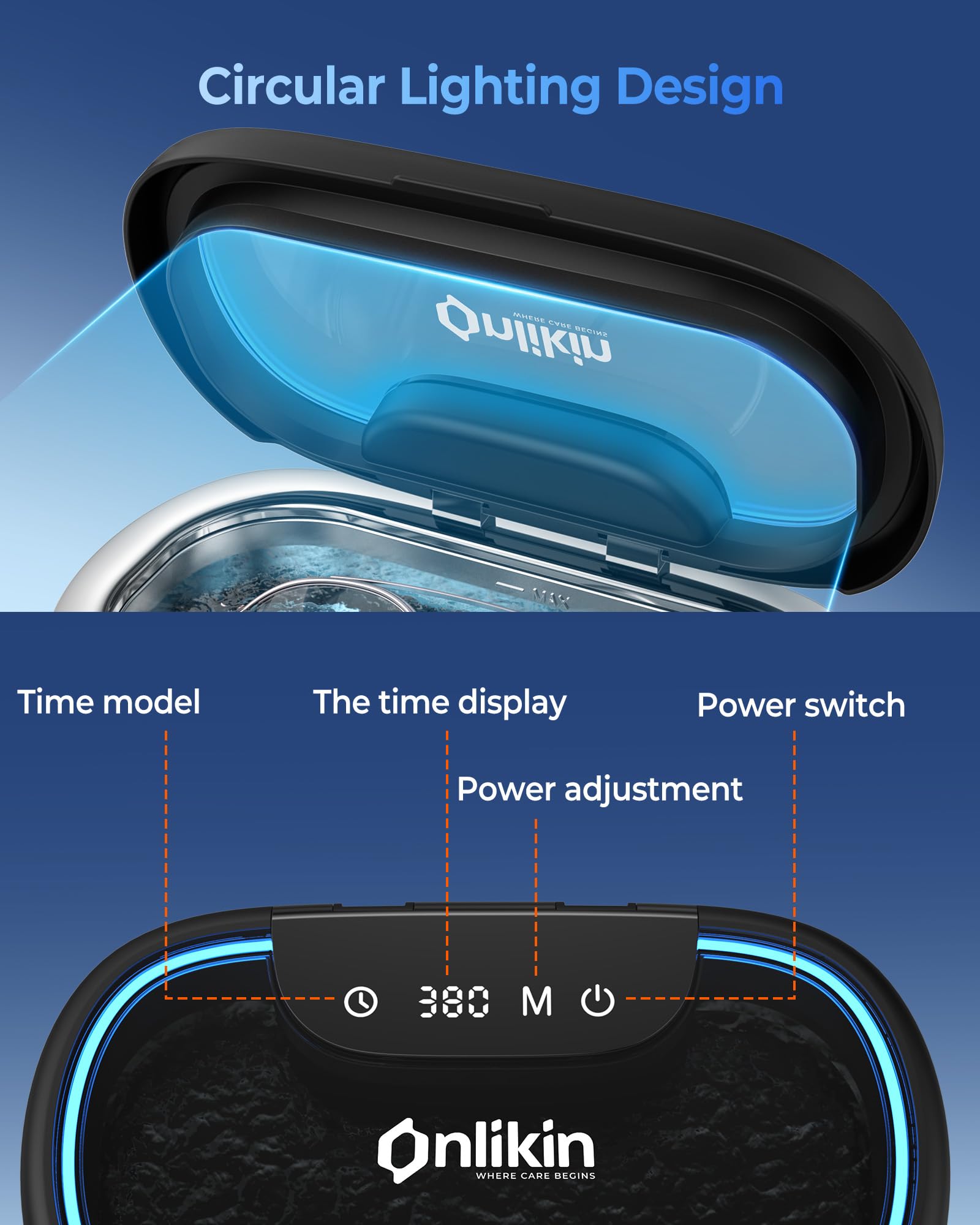 Limpiador ultrasónico para joyas, 35 W, 45 kHz, 5 temporizadores, 3 modos de potencia, gafas, anillos, correa de reloj, dentaduras postizas - 20 piezas