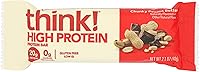 Vista 1 de think! Barras de alto contenido proteico, mantequilla de maní Chunky Peanut Butter, 0.71 onzas de proteína, 0 onzas de azúcar, sin edulcorantes