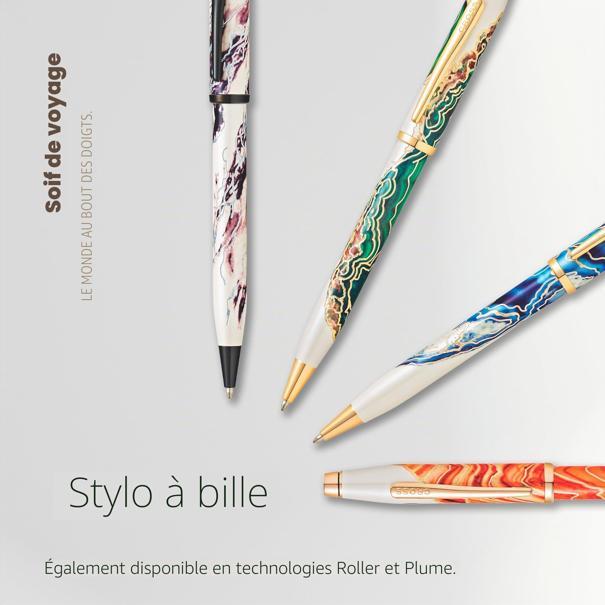 Cross Wanderlust Antelope Canyon Stylo à bille avec ornements plaqués or 23 carats Coffret cadeau premium – Stylo à bille rechargeable moyen.