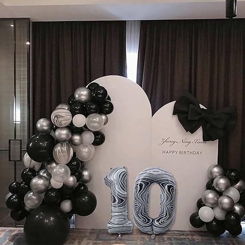 Miniatura 8 de Globos gigantes de papel de aluminio de mármol negro de 40 pulgadas, globos gigantes de helio con el número 60 para decoraciones de cumpleaños de 60