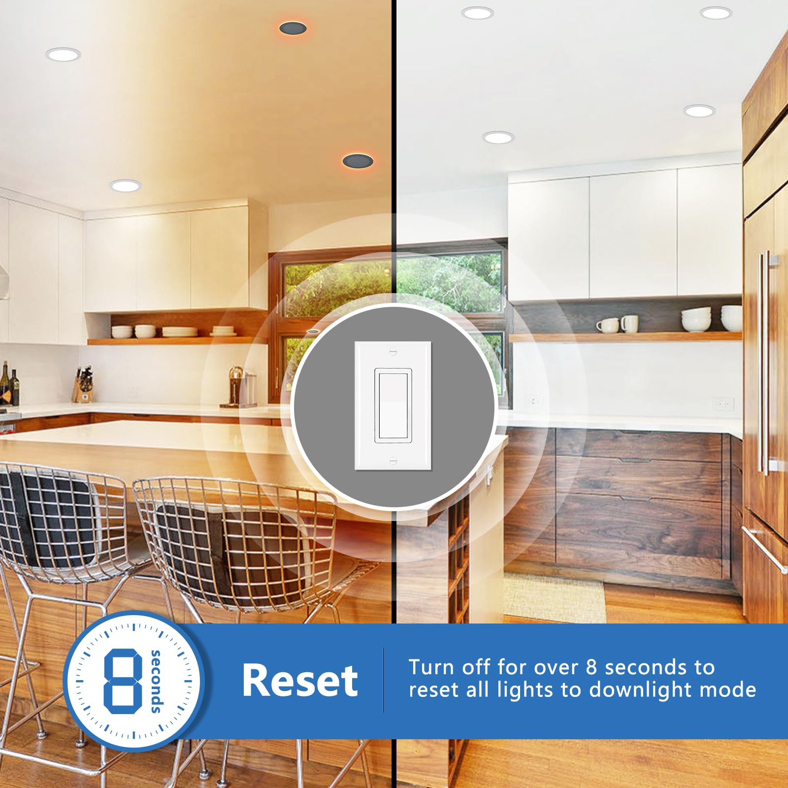 CycevSun 12 Pack 8 Inch LED Recessed Lighting with Night Light