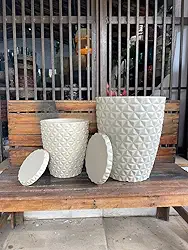 Kit 2 Vasos Polietileno Coluna Berlian Gold 3D (Bege)