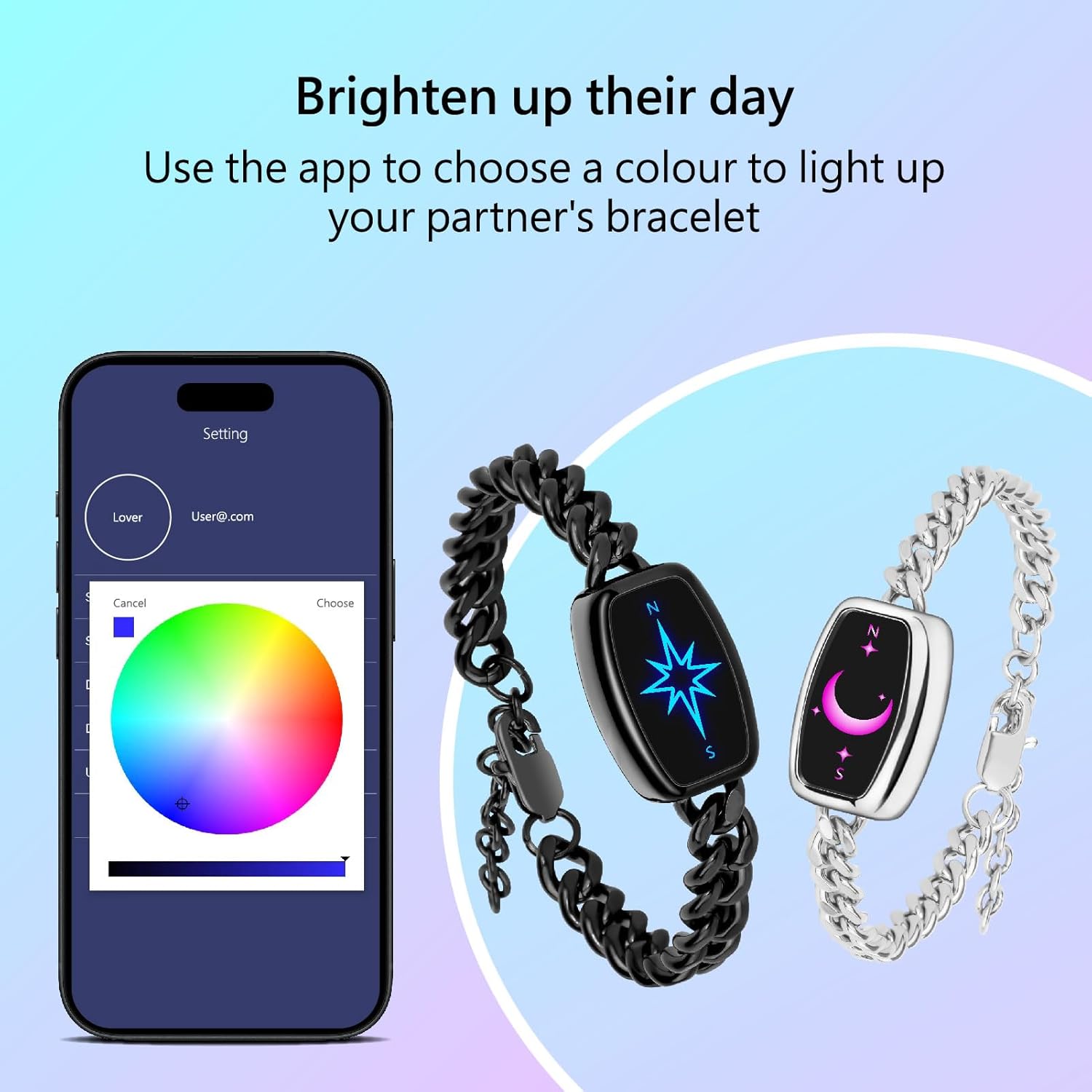 Long Distance Touch Bracelets for Couples, Vibration & Light up | Long Distance Couples Bracelets Relationship Gifts for Girlfriend