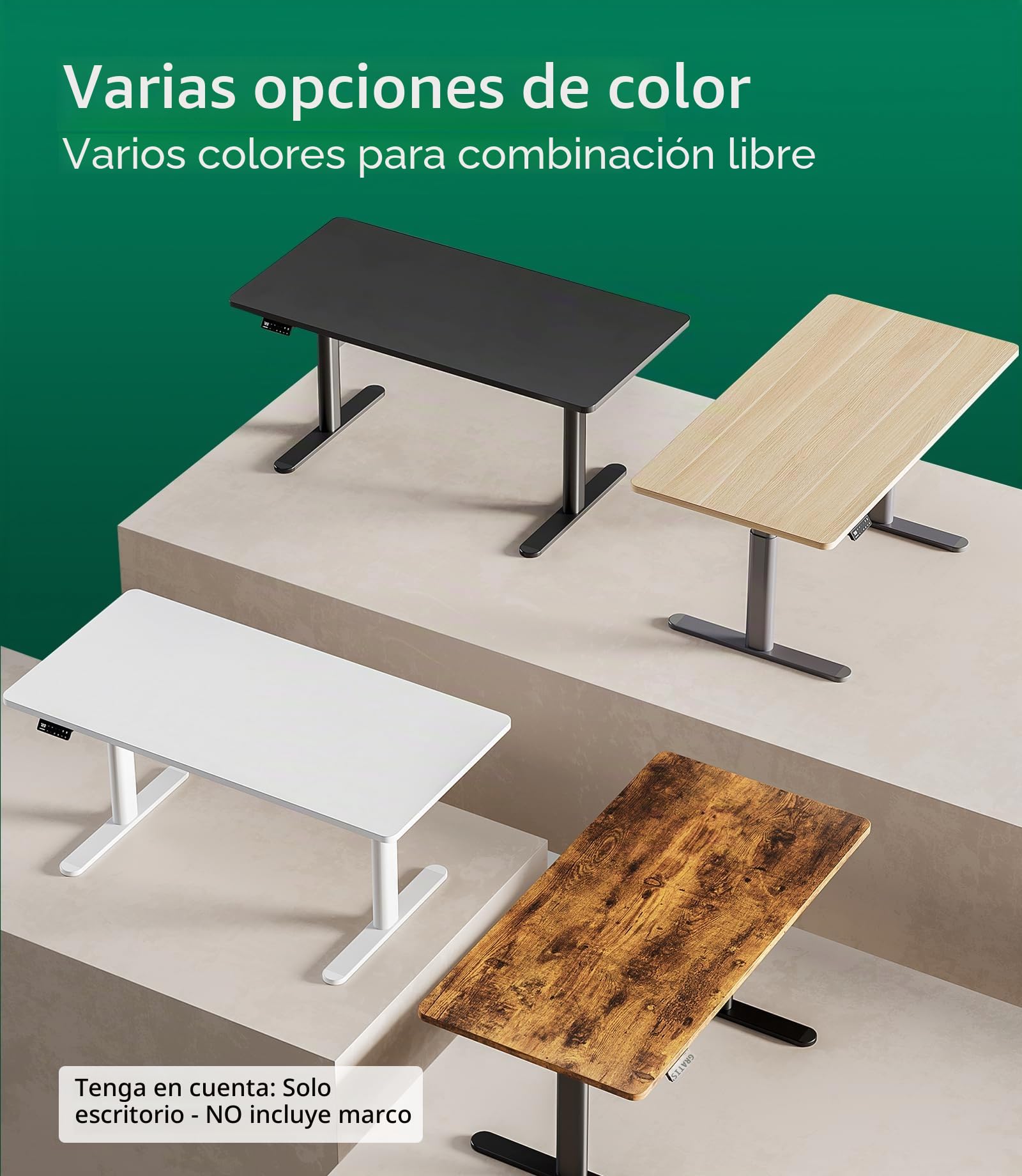 MAIDeSITe Mesa de sobremesa, Escritorio para Escritorio eléctrico de pie Ajustable en Altura, 140 x 70 x 2,5 cm