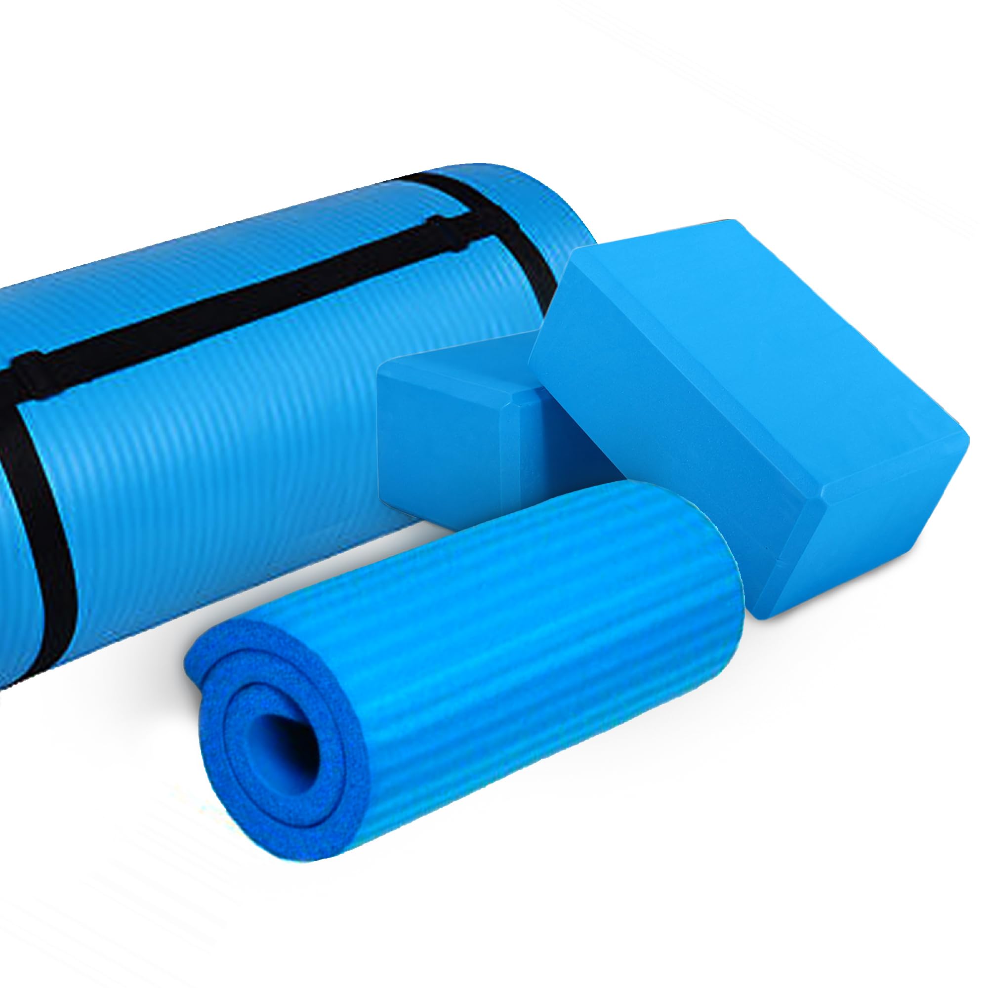 BalanceFrom Tapete de yoga de 1 pulgada extra grueso de alta densidad con superficie antideslizante y correa de transporte para hombres y mujeres, tapete de entrenamiento de pilates resistente al