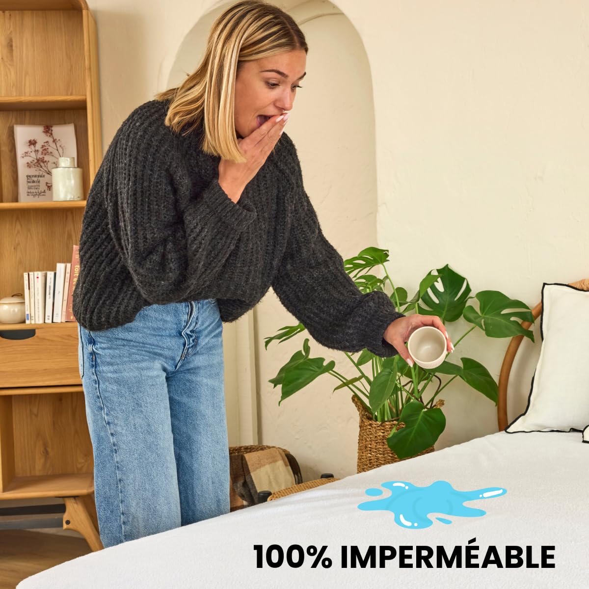 Dreamway Coprimaterasso Singolo 120x200 cm – Impermeabile, cotone Oeko-Tex, coprimaterasso resistente con 4 angoli elastici – Per materassi fino a 28 cm