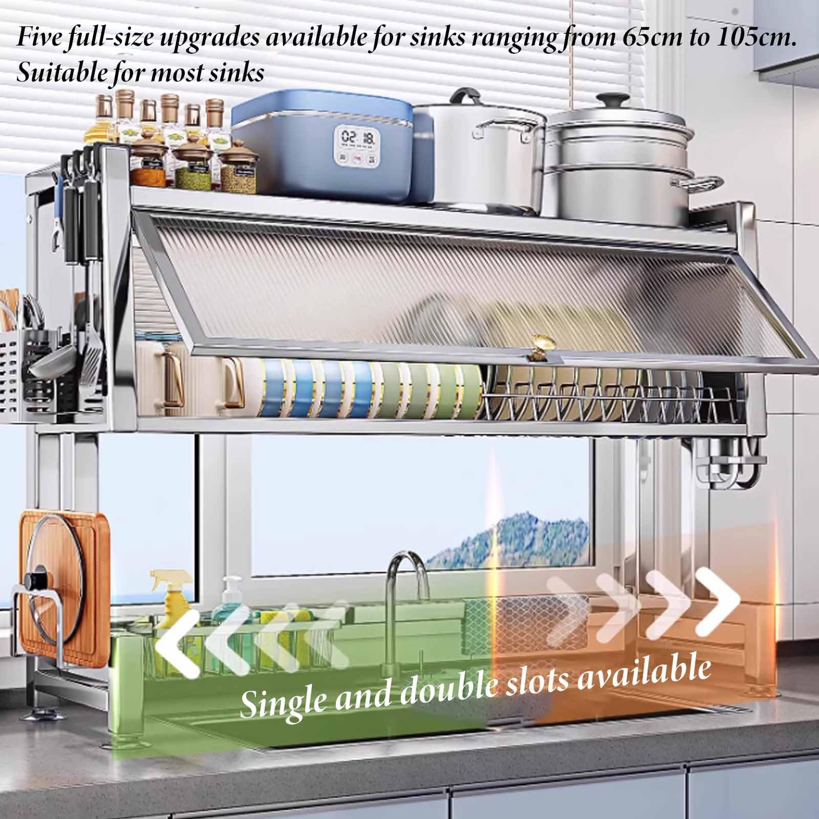 Égouttoir à vaisselle de Cuisine en Acier inoxydable, Support d'évier, égouttoir de Rangement pour vaisselle, égouttoir Anti-poussière, Support respirant pour Fond de Placard, ég