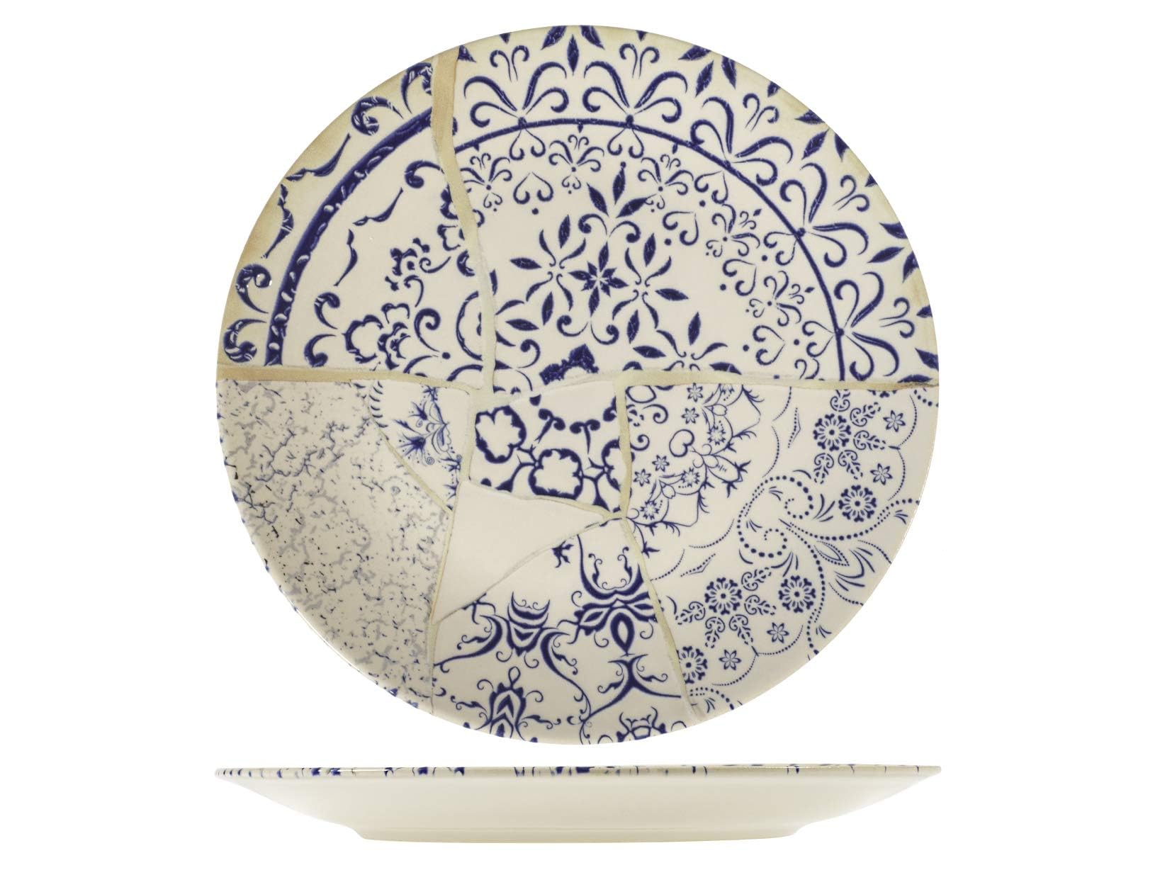 H&H Alyssa Set 12 Piatti Piani, Stoneware, Cm25