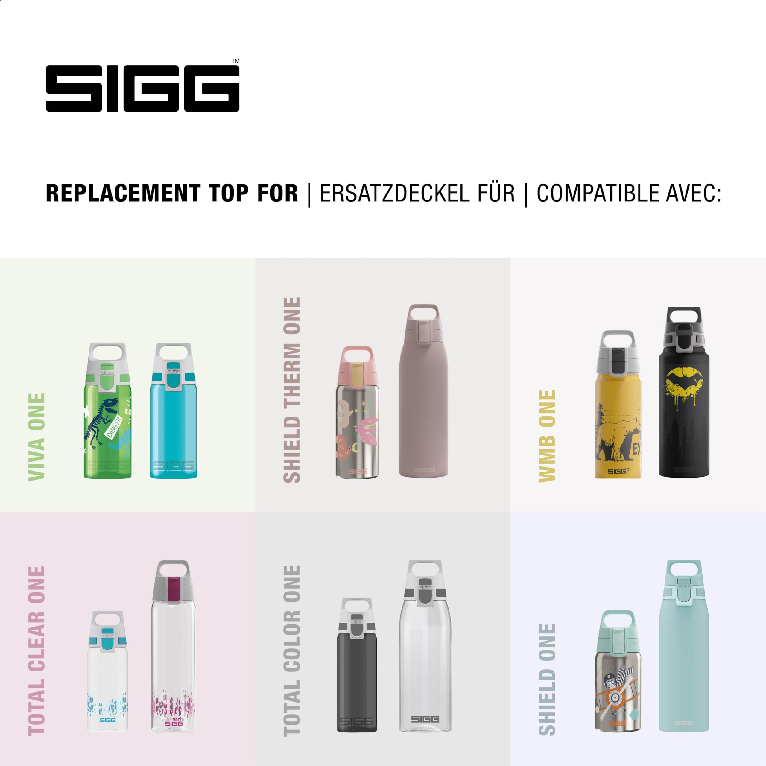SIGG WMB ONE Top 2 Black zamknięcie (jeden rozmiar), część zamienna do butelki na napoje, obsługiwana jedną ręką i szczelne zamknięcie