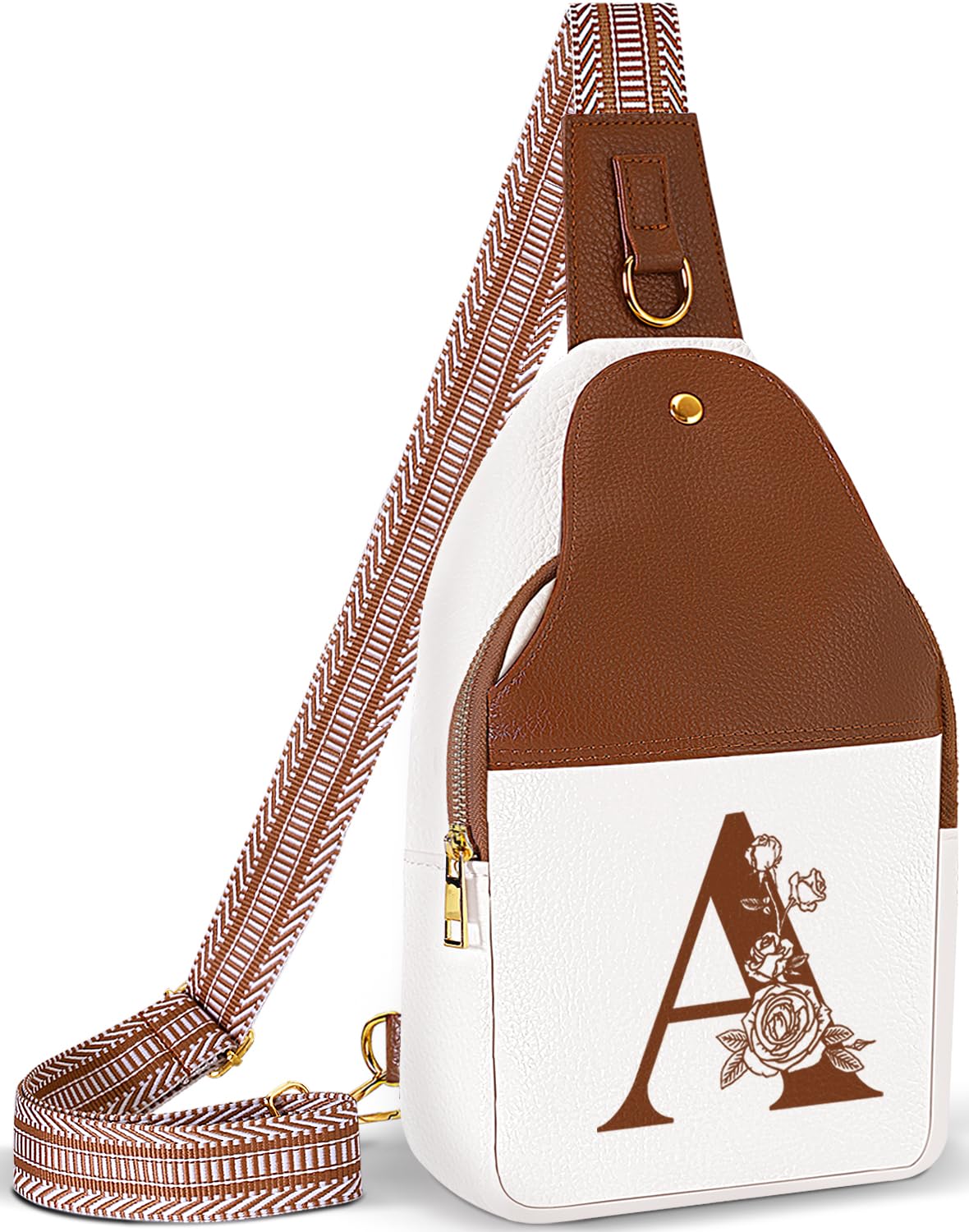 Lizznoe Personalized Crossbody Bag for Women Leather Sling Bags with Initial Letter Chest Bag for Travel, Gift for Mom Wife