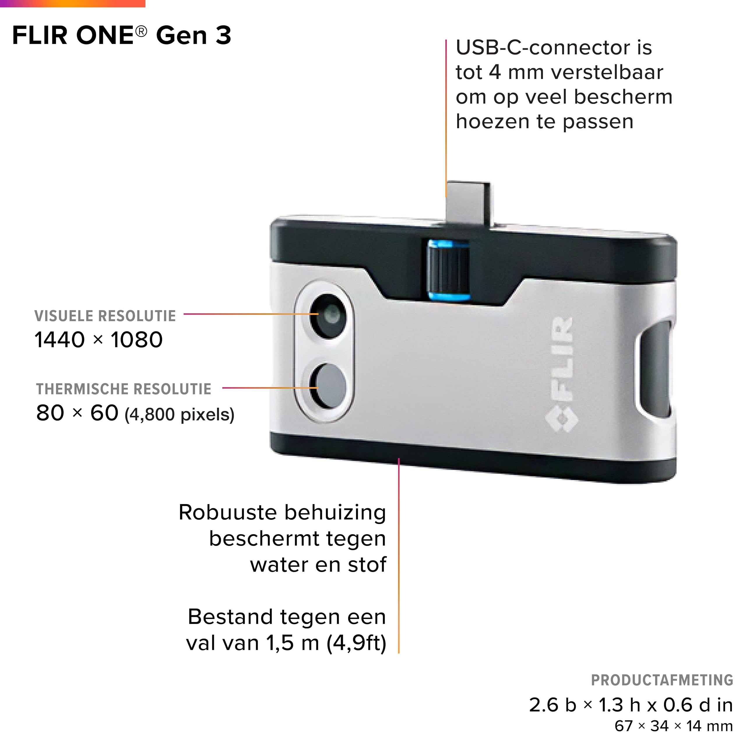 FLIR ONE Gen 3 - Warmtebeeldcamera voor Android-smartphones